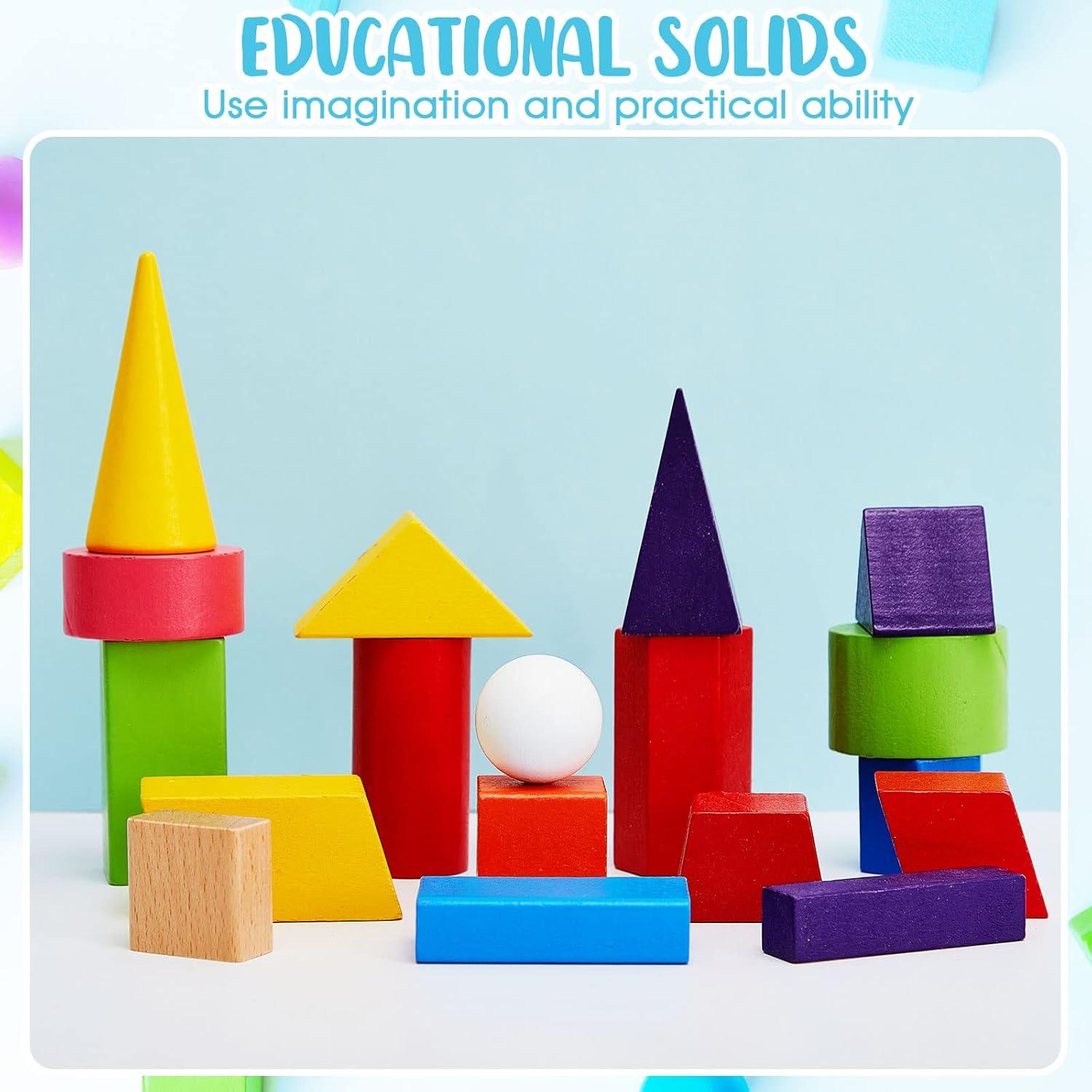 Bloques Sólidos Geométricos Deekin 18 Pcs Madera Educativos