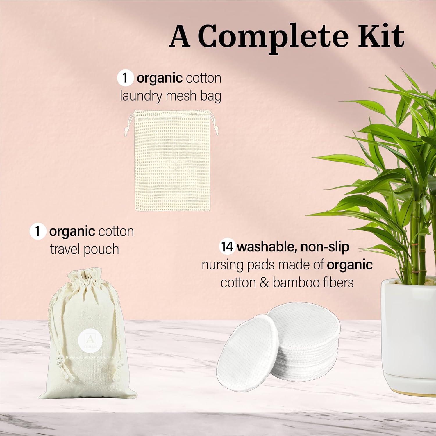 Almohadillas de Lactancia Azollia 14 Piezas Algodón Orgánico