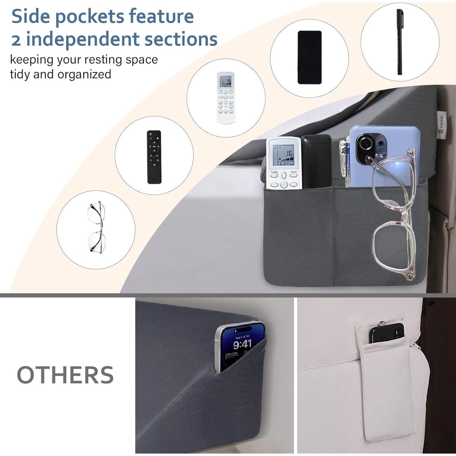 Cojín en Cuña Vekkia para Cama Queen - Relleno Espacio Cabecera