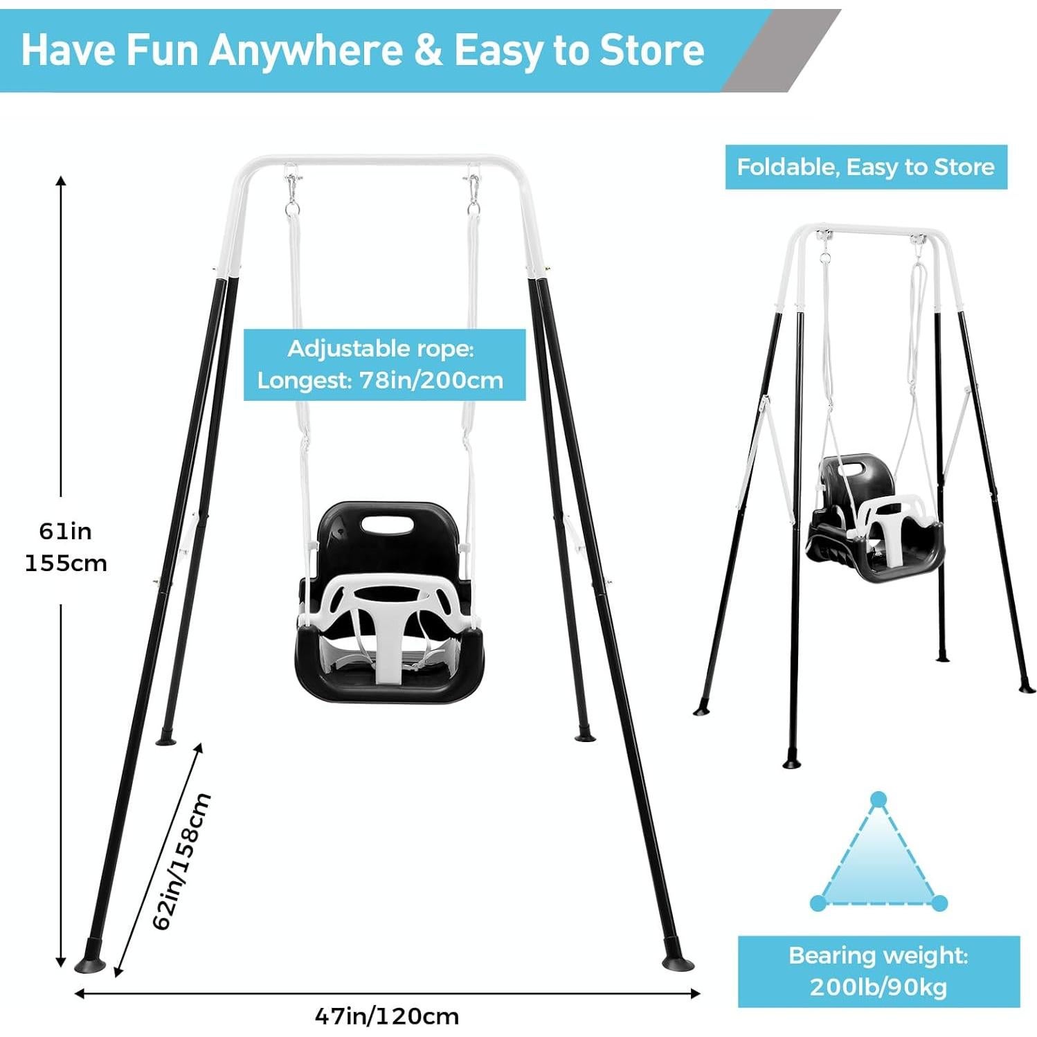 Columpio 3-en-1 FUNLIO para Niños Pequeños - Negro