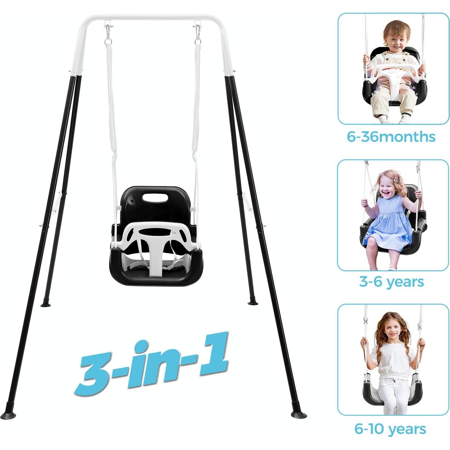 Columpio 3-en-1 FUNLIO para Niños Pequeños - Negro