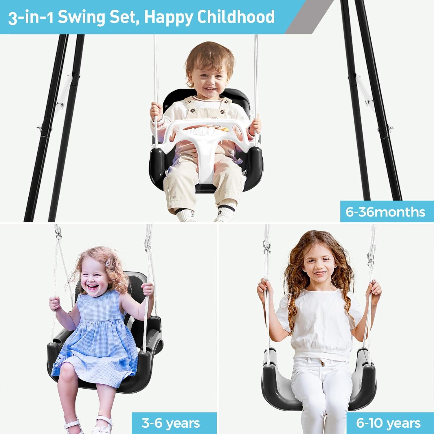 Columpio 3-en-1 FUNLIO para Niños Pequeños - Negro