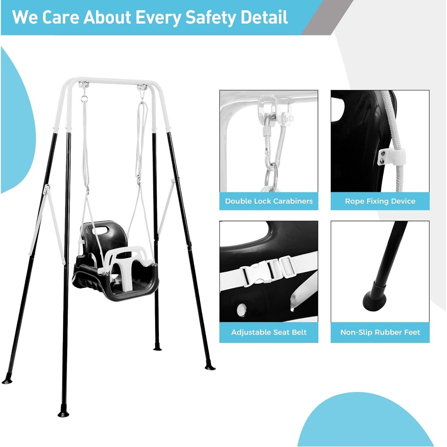 Columpio 3-en-1 FUNLIO para Niños Pequeños - Negro