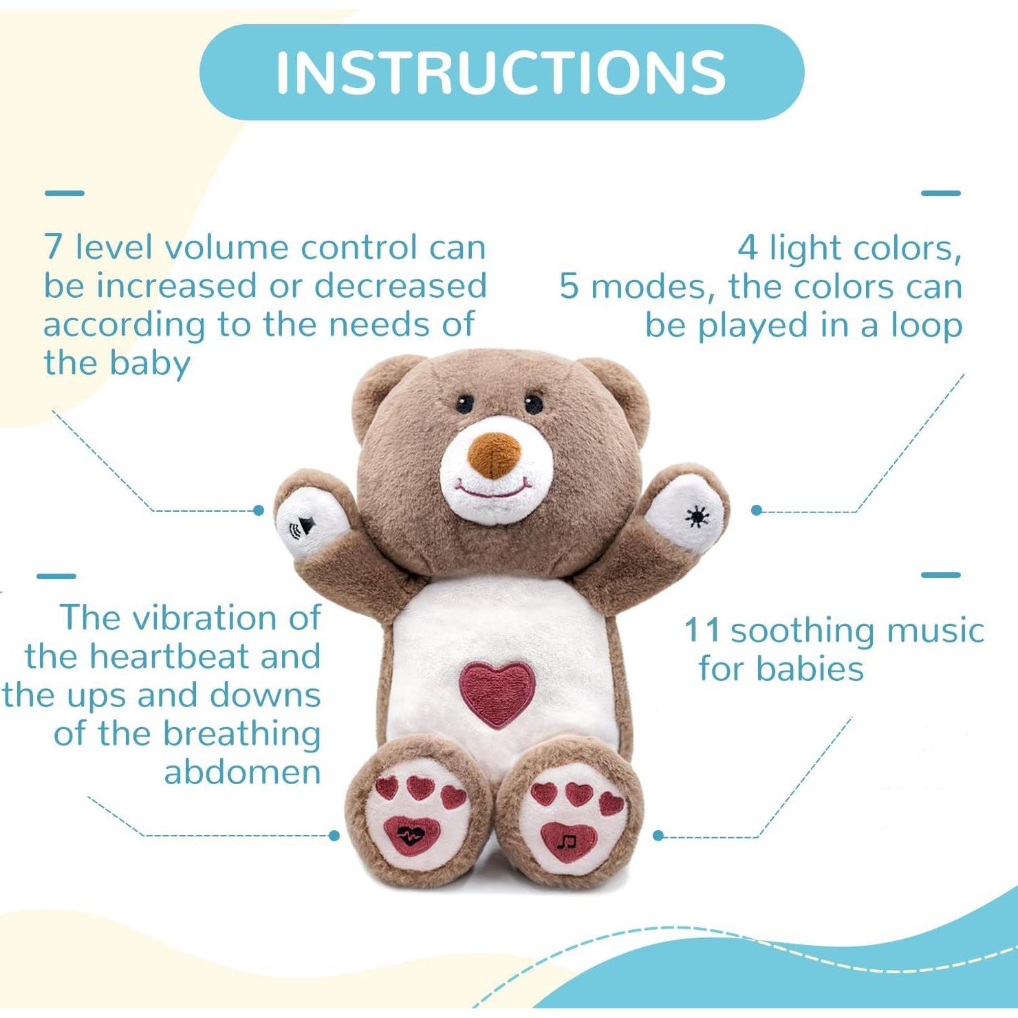 DEARBABY Soporte para Sueño de Bebé Oso con Sonidos Calmantes