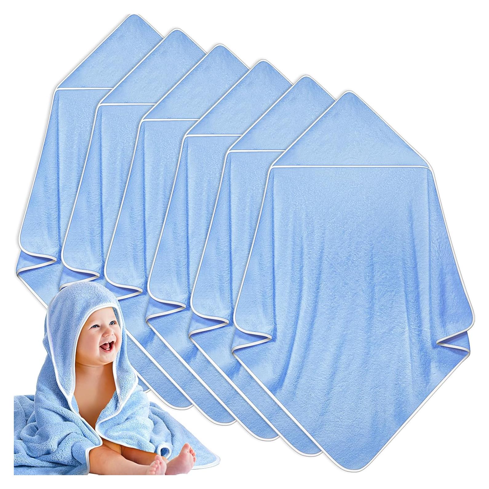 Chumia Toallas de Baño para Bebé con Capucha 6 Piezas Azul 76x76cm