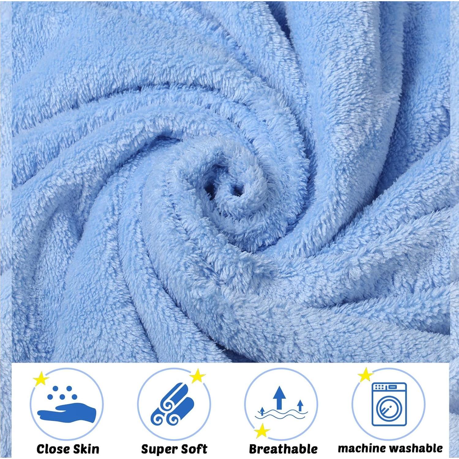 Chumia Toallas de Baño para Bebé con Capucha 6 Piezas Azul 76x76cm