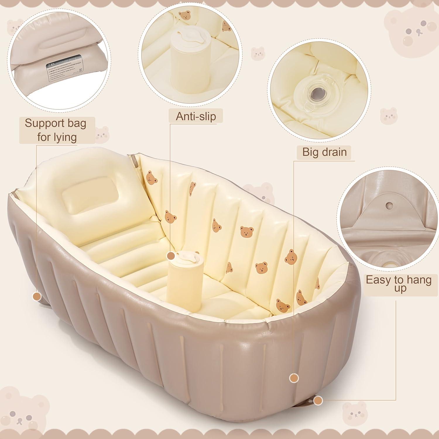 Bañera Inflable MINK para Bebés - Portátil y Plegable 86.4x52.8cm