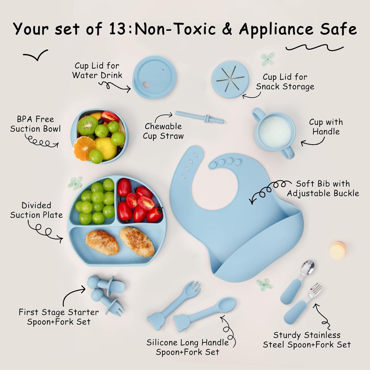 Juego de Alimentación de Silicona MBQMBSS 13 PZS Bebés