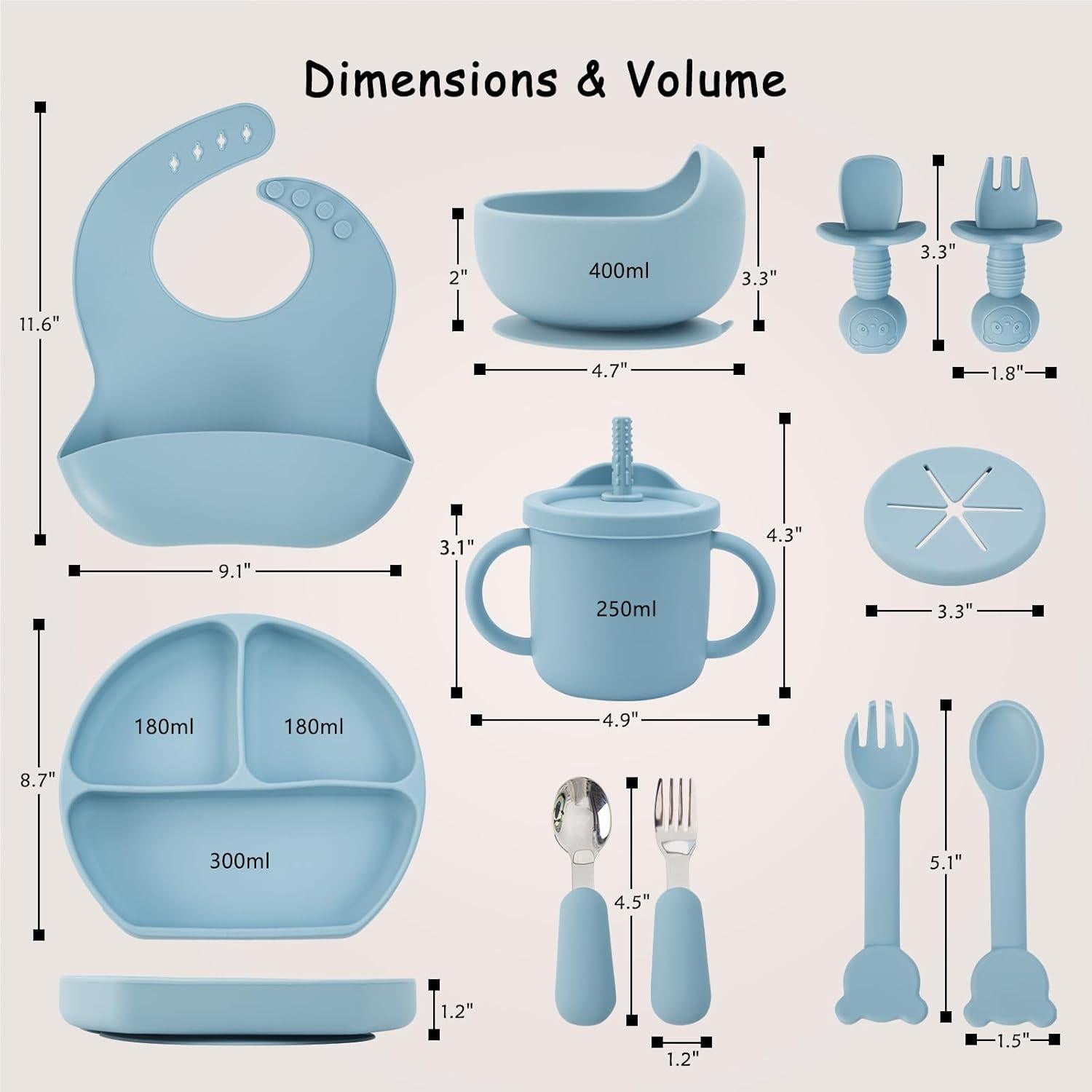 Juego de Alimentación de Silicona MBQMBSS 13 PZS Bebés