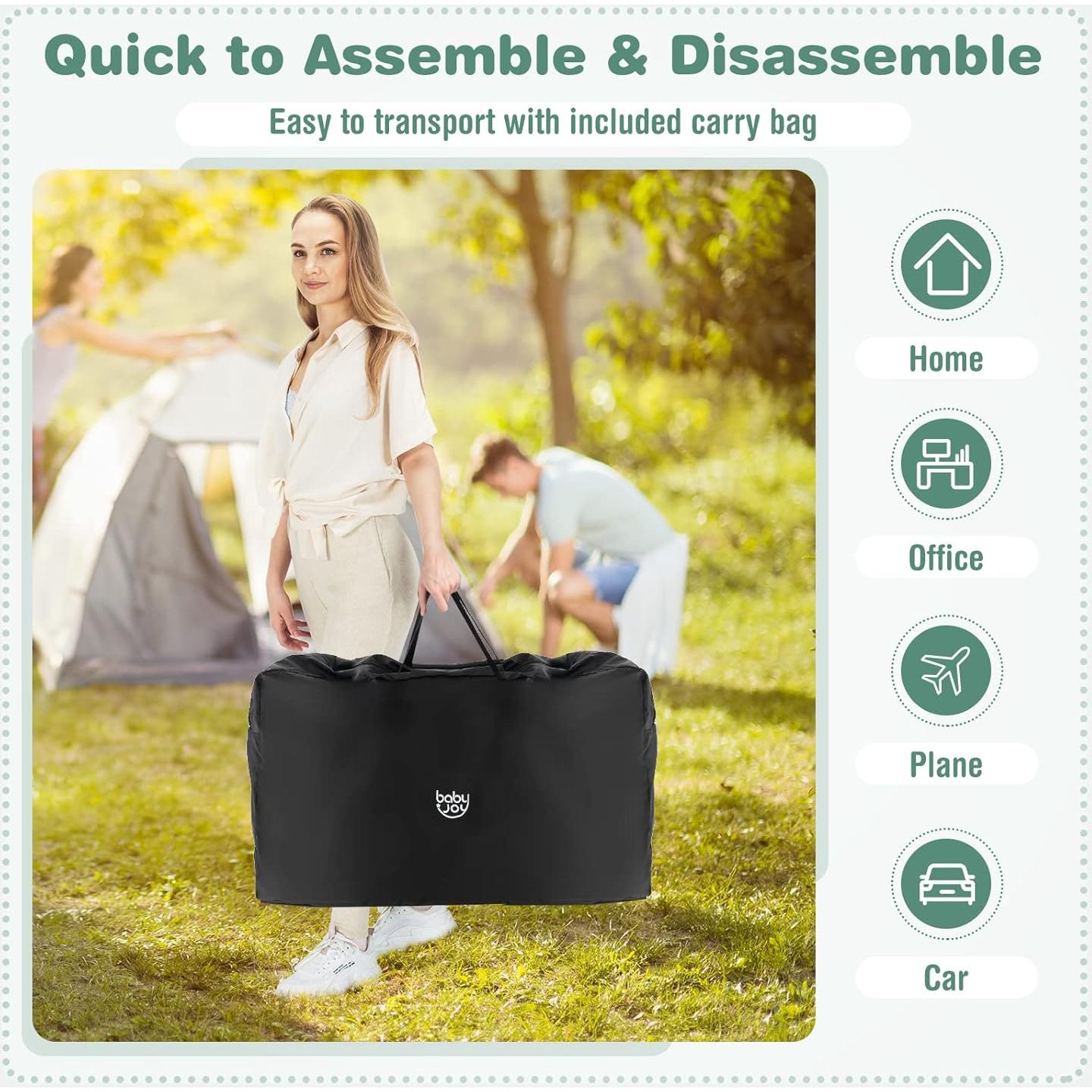 Cuna Lateral Plegable BABY JOY con Malla y 7 Alturas Ajustables