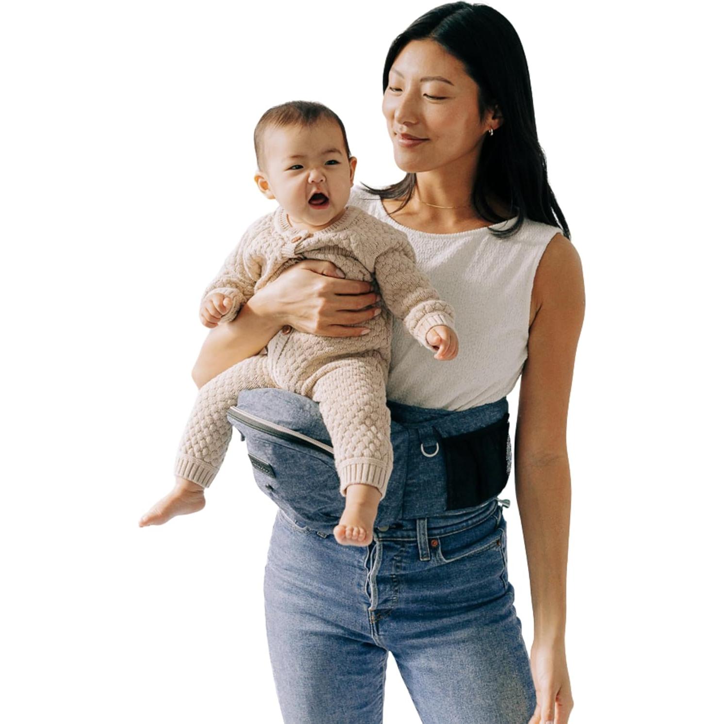 Tushbaby The Original Premium Quality Hip Seat Carrier – Safety-Certified Baby & Toddler Carrier with Secure Safety Buckles, No-Flimsy-Foam Design, Storage Pockets & Nursing Pillow. 0–3 yrs