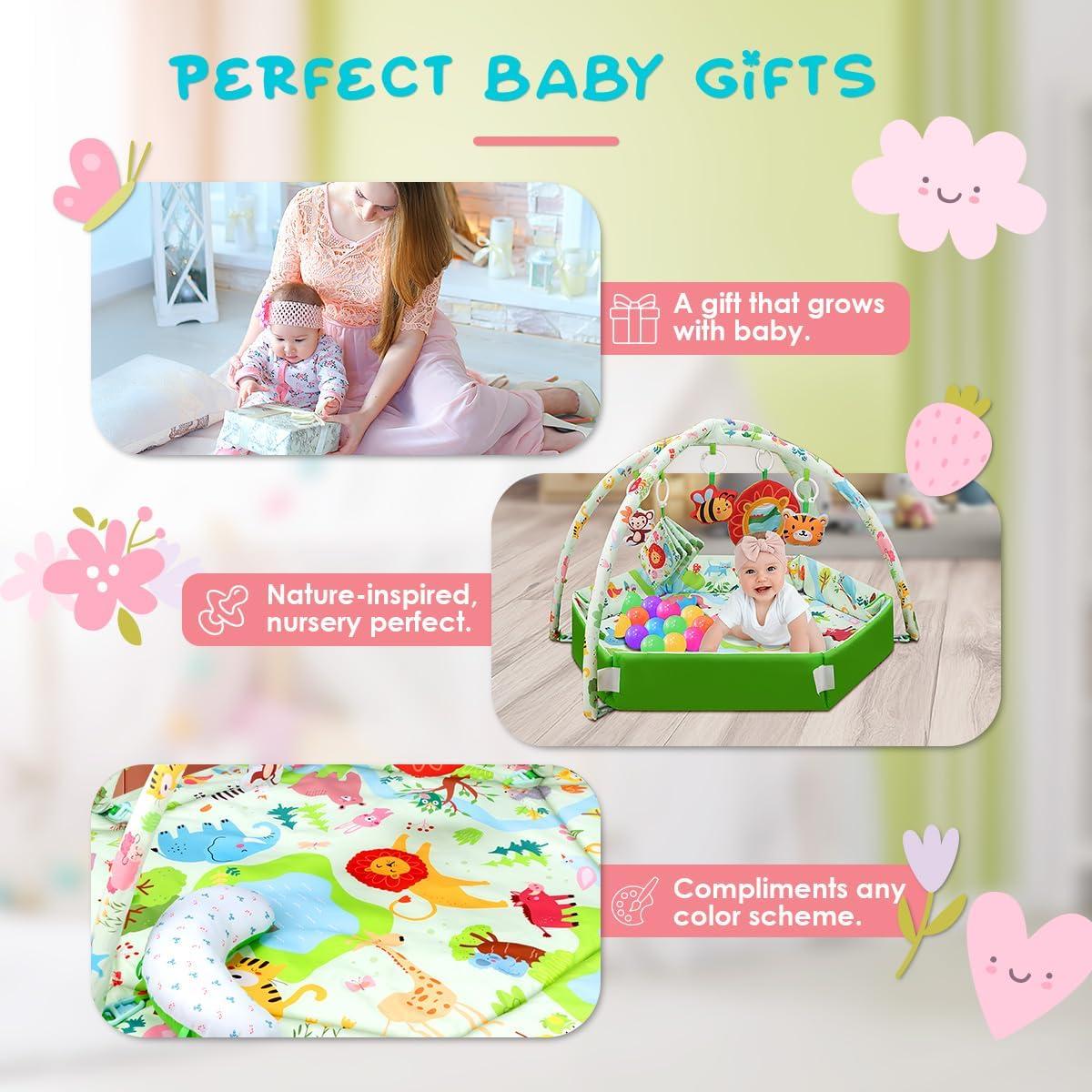 Alfombra de Juego para Bebés Lulunemo BG002 - 110x97 cm con 6 Juguetes