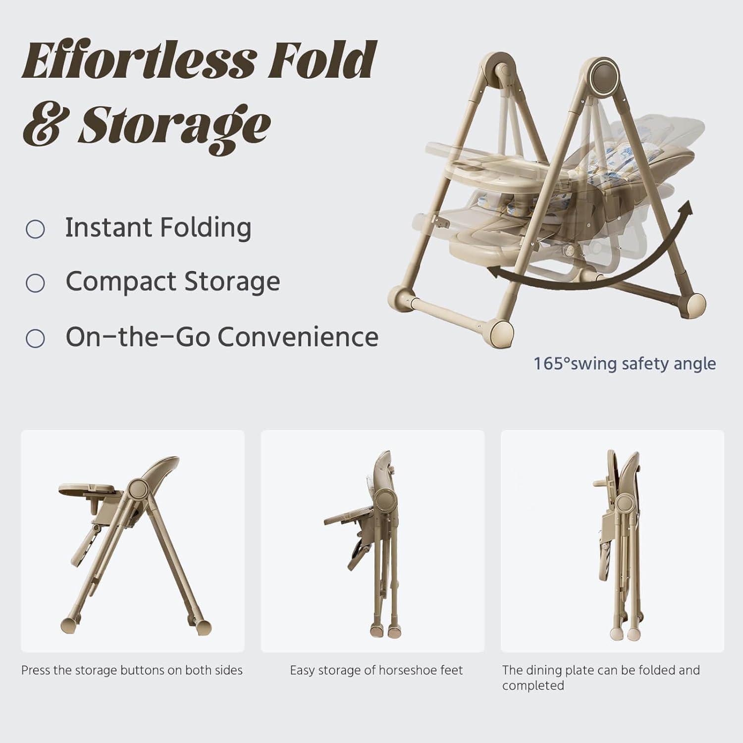 Silla Alta Multifuncional Plegable para Bebés 8 en 1 Marrón