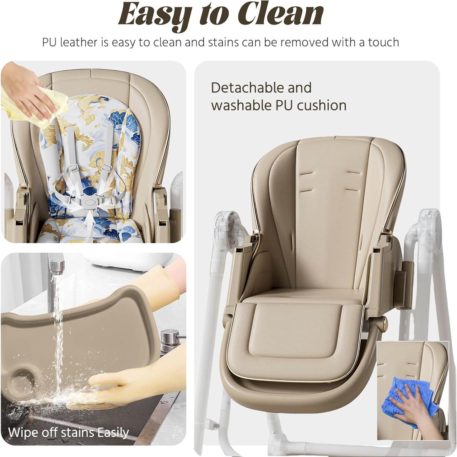 Silla Alta Multifuncional Plegable para Bebés 8 en 1 Marrón