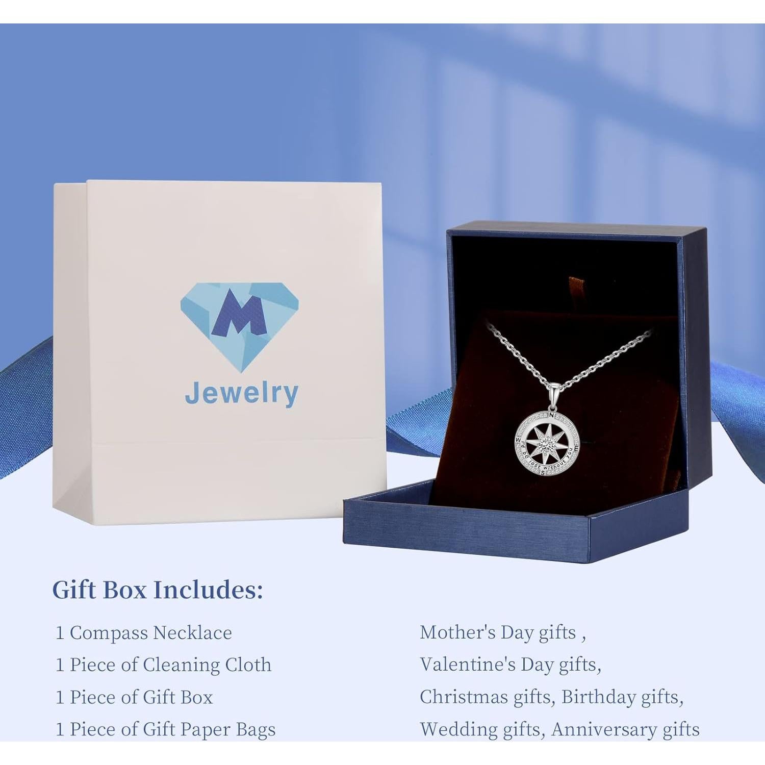 Collar de brújula Mkhhy para mujeres 18k oro real hipoalergénico