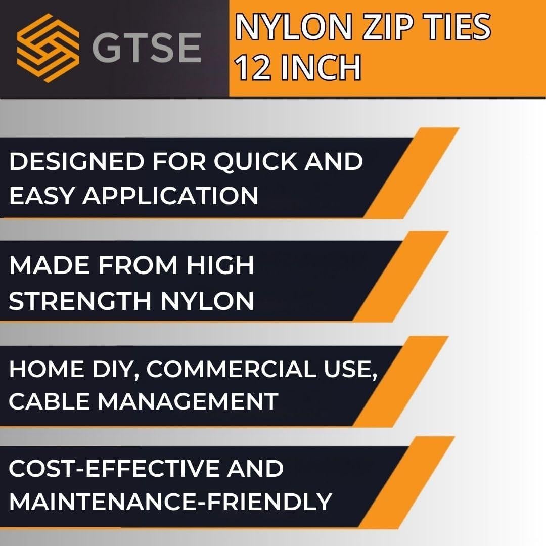 Bridas de Nylon GTSE 30,48 cm Negras 100 Pzas 22,68 kg