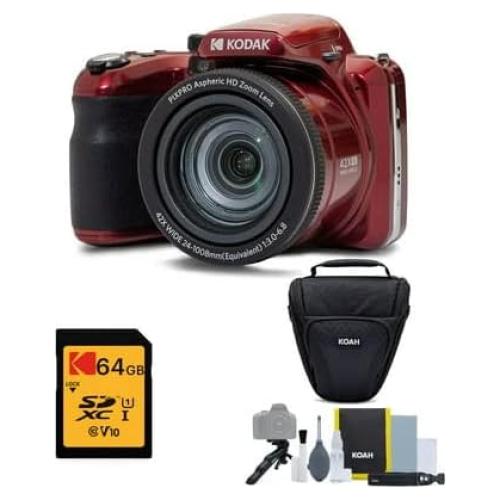 Cámara Digital Kodak PIXPRO AZ425 20MP Zoom 42x Rojo + Accesorios