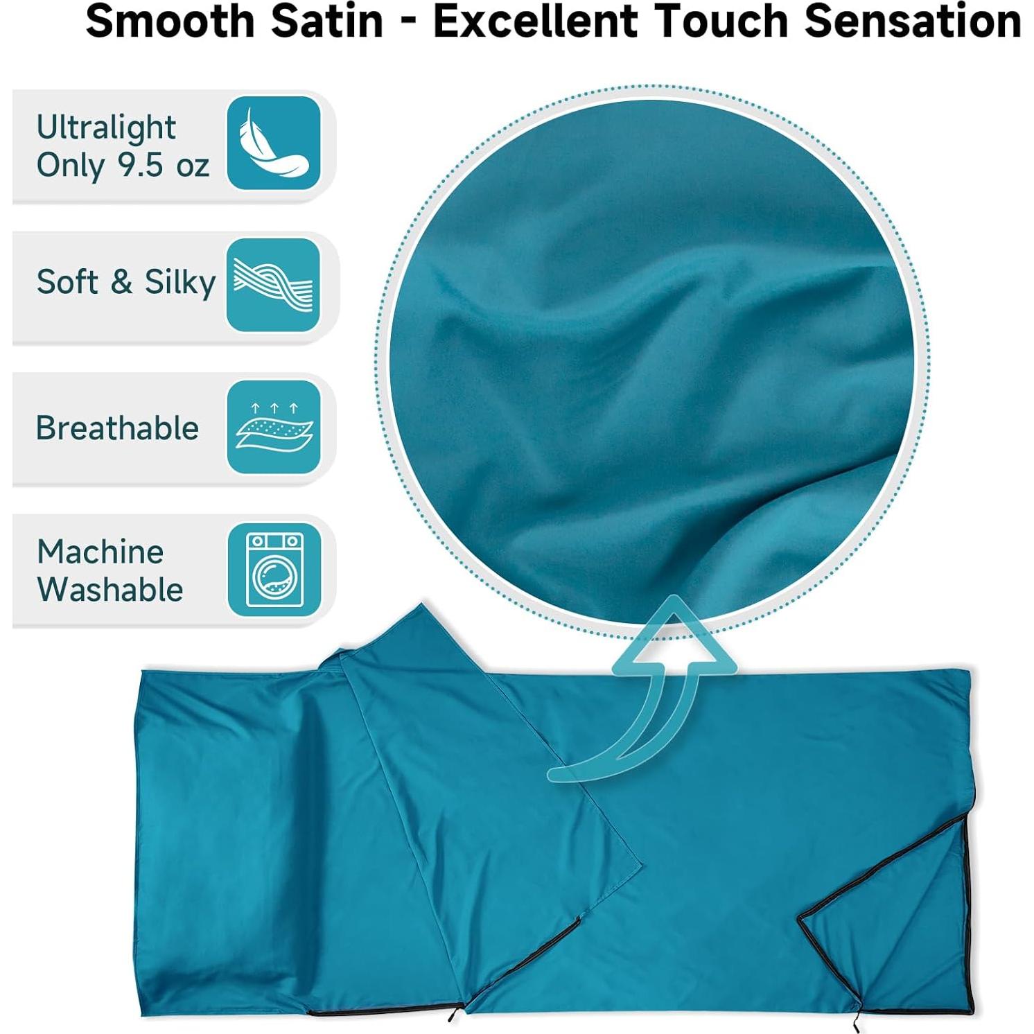 Forro de Saco de Dormir VVAYHUA Satén 220x90 cm Azul