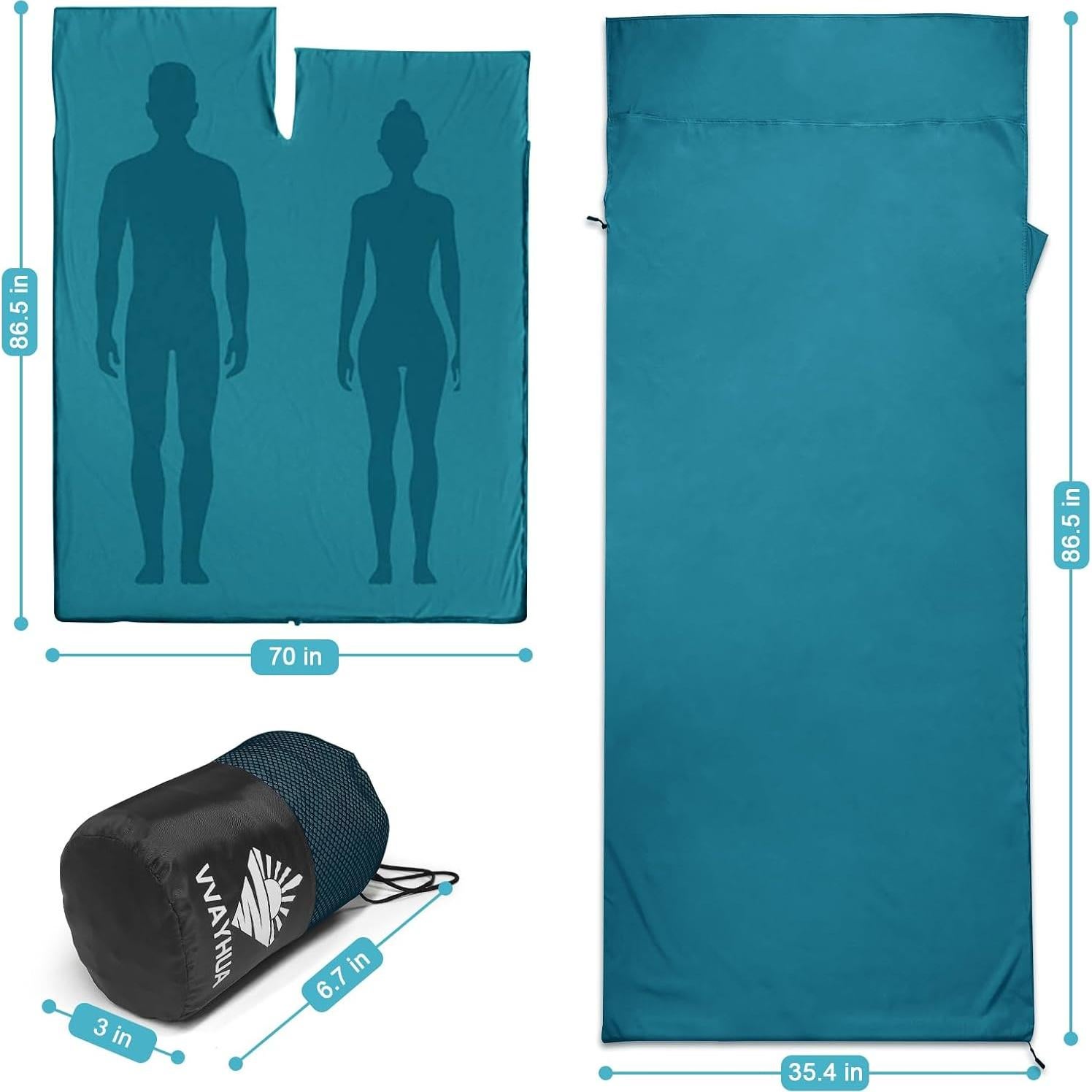 Forro de Saco de Dormir VVAYHUA Satén 220x90 cm Azul