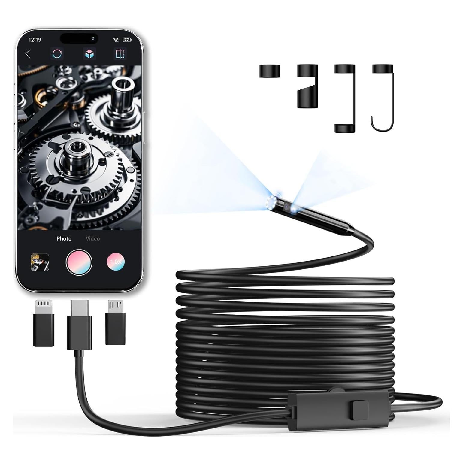 Cámara Endoscópica CTEOUNPT Doble Lente 1920P HD 5m USB