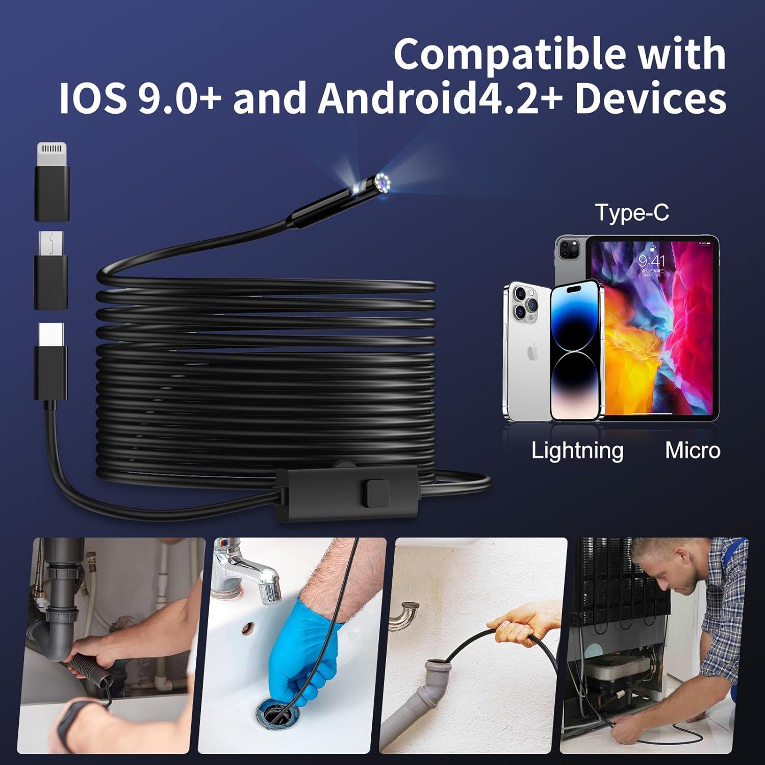 Cámara Endoscópica CTEOUNPT Doble Lente 1920P HD 5m USB