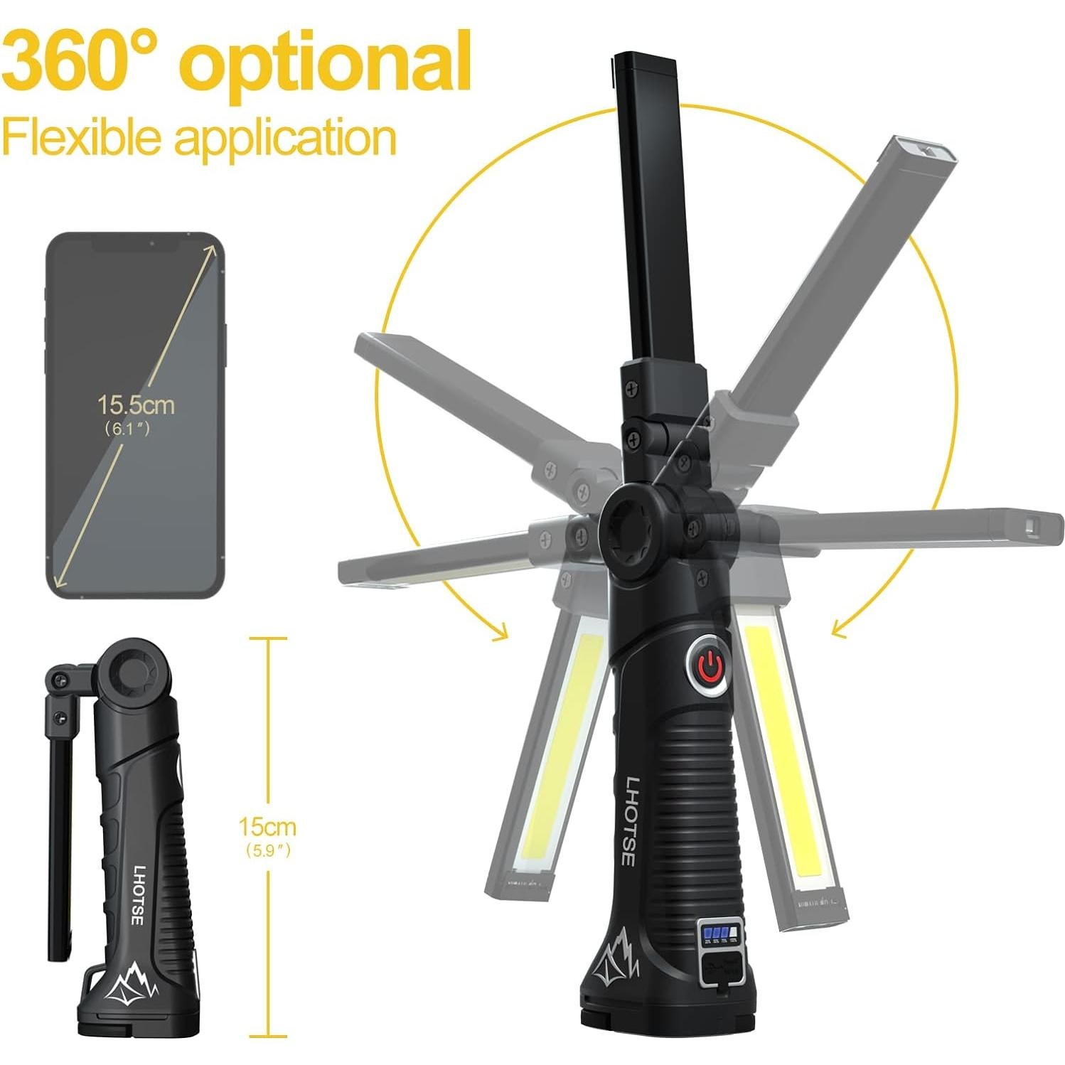 LHOTSE Luz de Trabajo LED Recargable 360° Magnética 500 Lúmenes