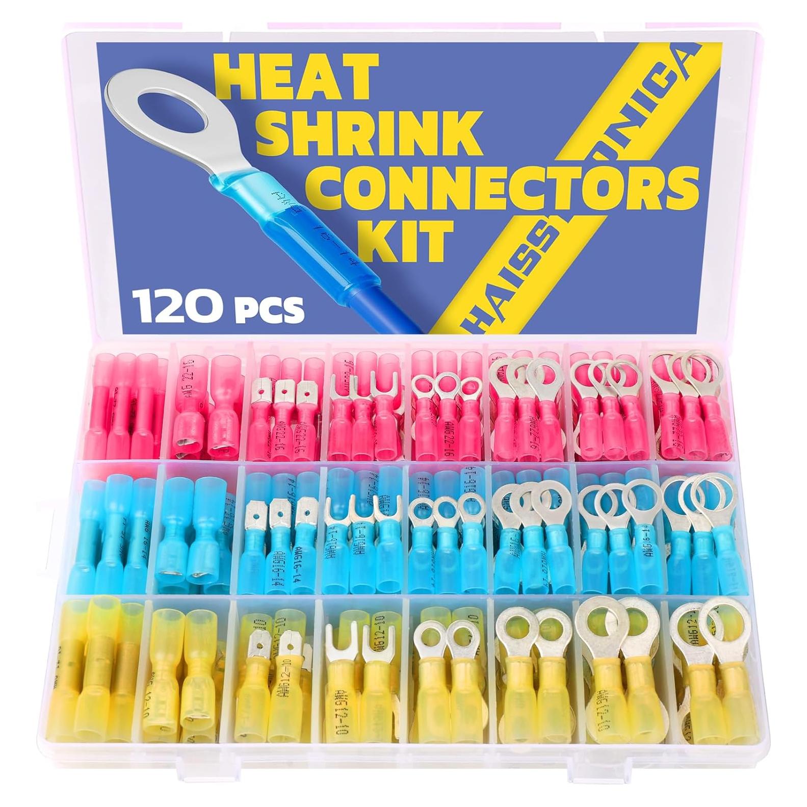 Kit de Conectores Termoretráctiles Haisstronica 120PCS AWG 22-10
