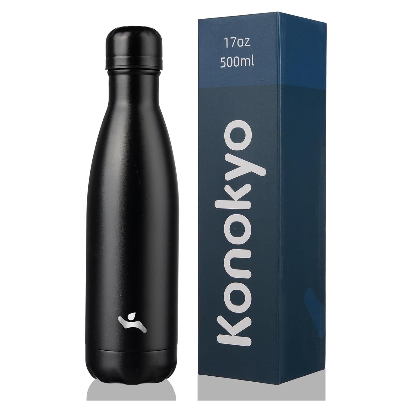 Botella de Agua Aislada Konokyo 0.5L Doble Pared Negro