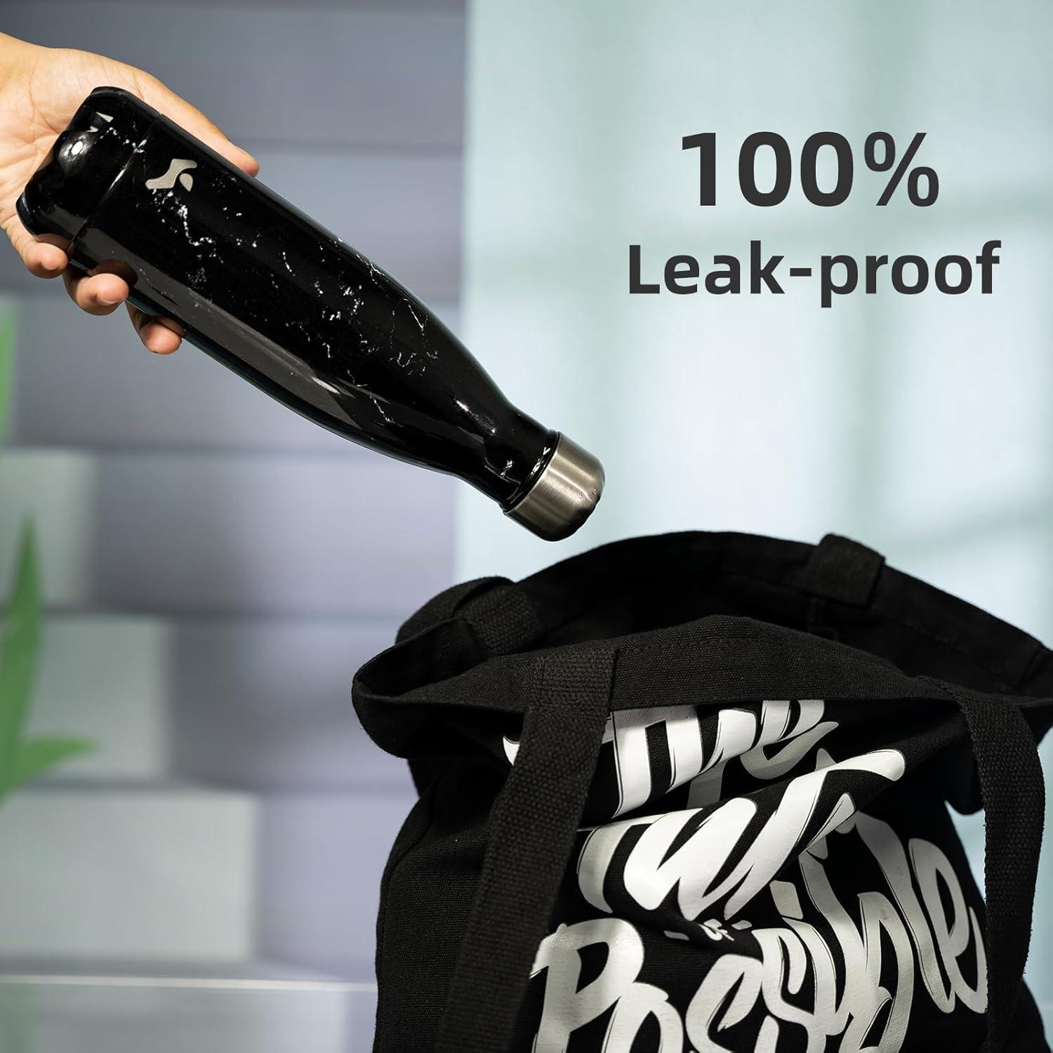 Botella de Agua Aislada Konokyo 0.5L Doble Pared Negro