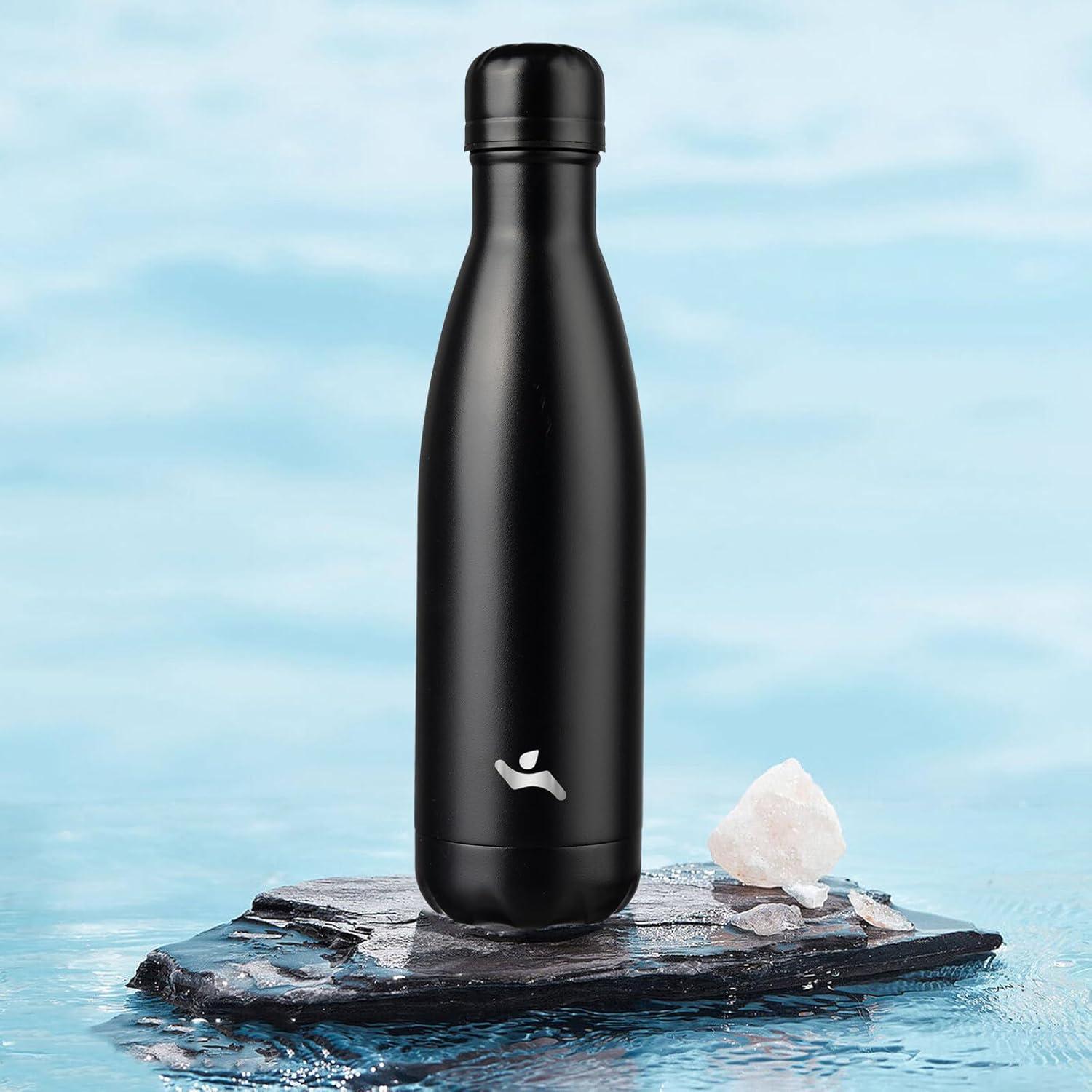 Botella de Agua Aislada Konokyo 0.5L Doble Pared Negro