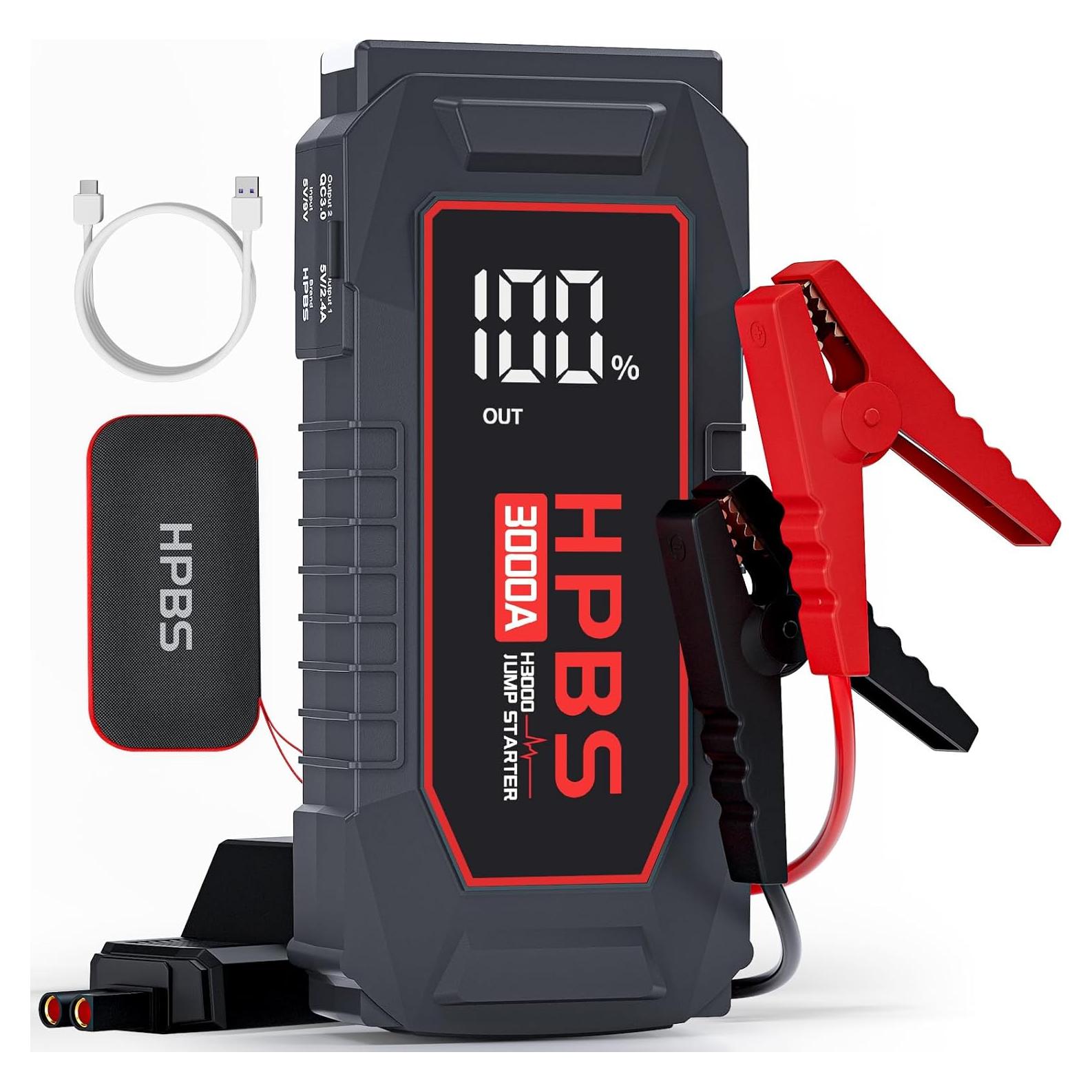 Arrancador de Batería HPBS H3000 3000A 12V Pantalla LCD