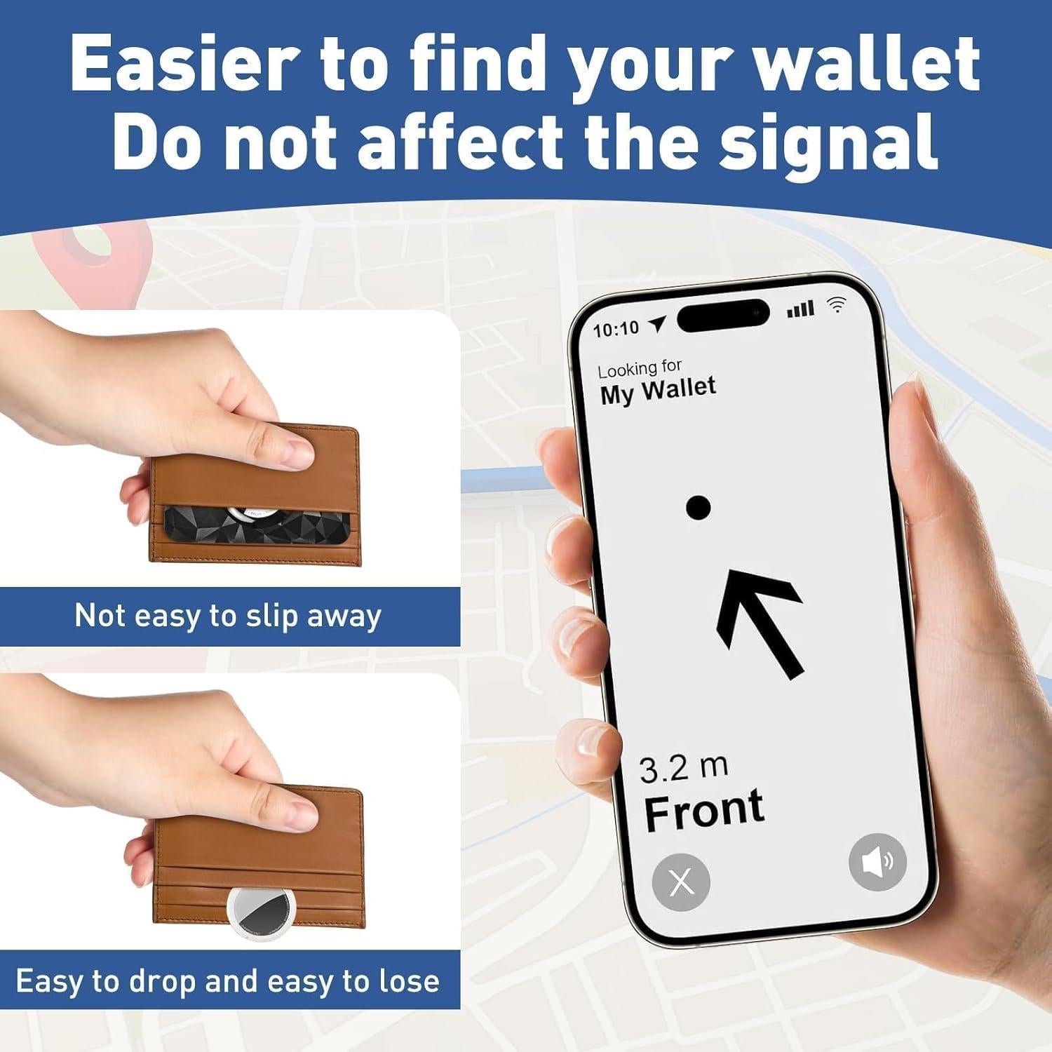 Soporte Ultra Delgado para Airtag Vsagier - 2 Pack Negro