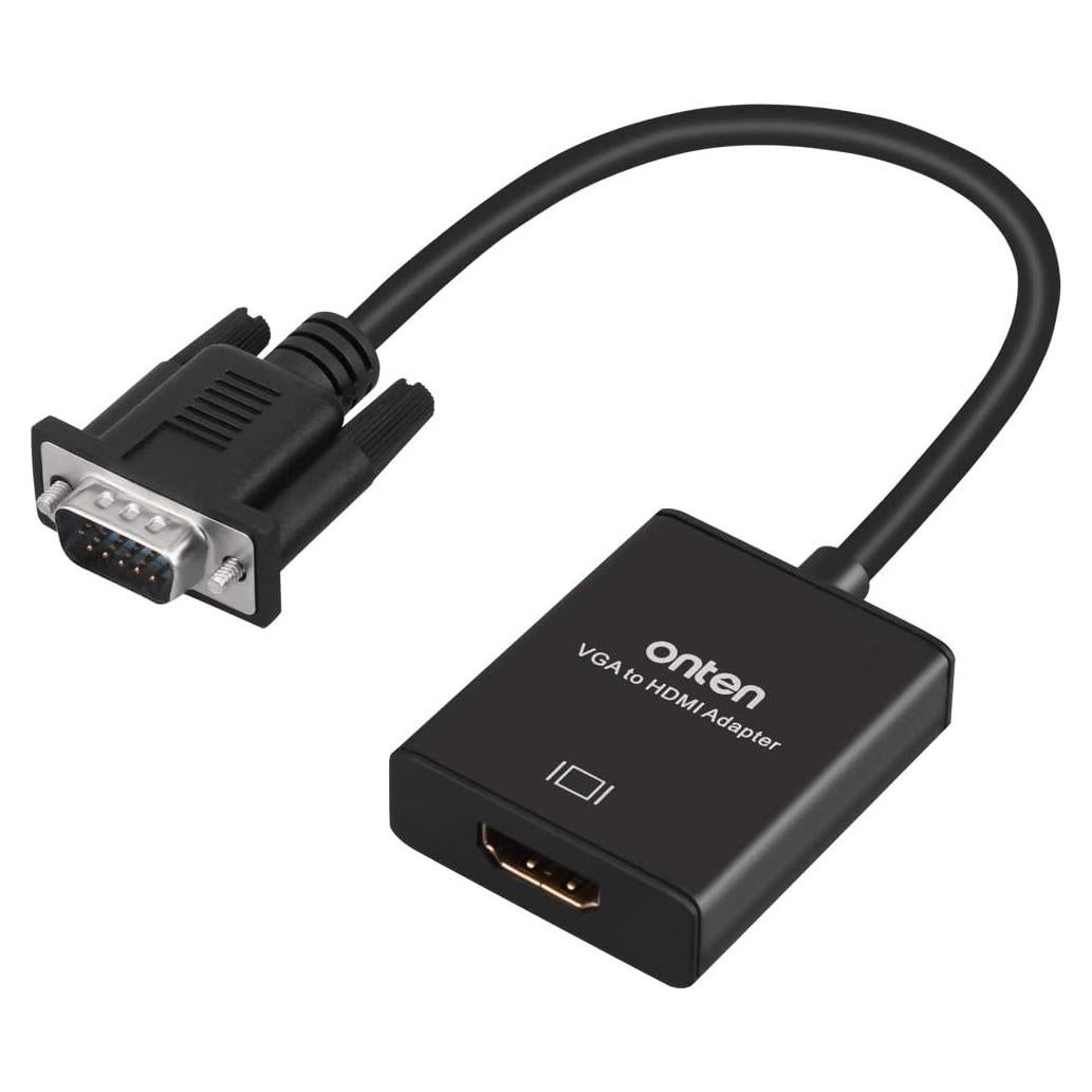 Adaptador VGA a HDMI Onten 1080P Macho a Hembra con Audio