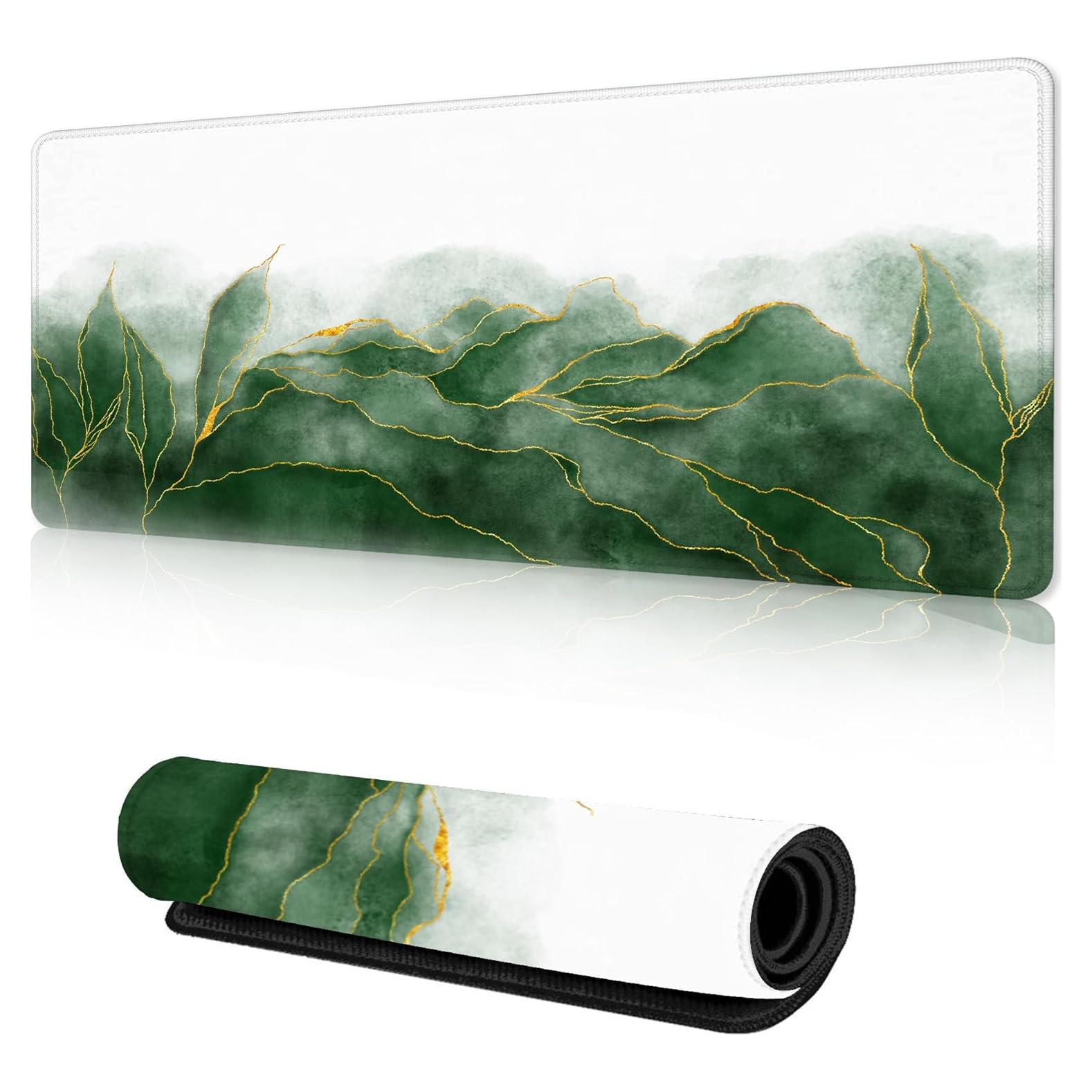 Alfombrilla de Ratón XXL ZTHLL Hojas Esmeralda Antideslizante 90x40cm