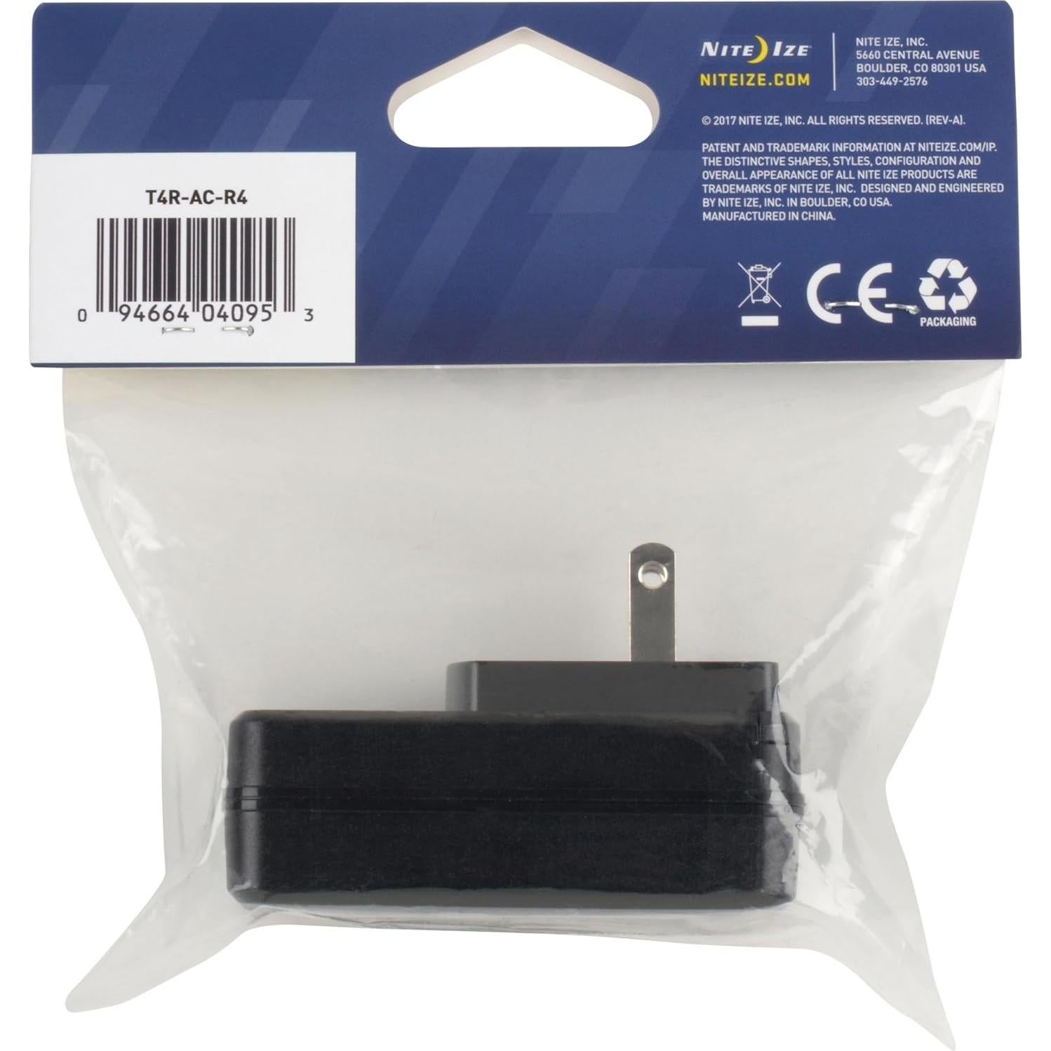 Cargador de Pared Nite Ize T4R USB 100-240V Negro