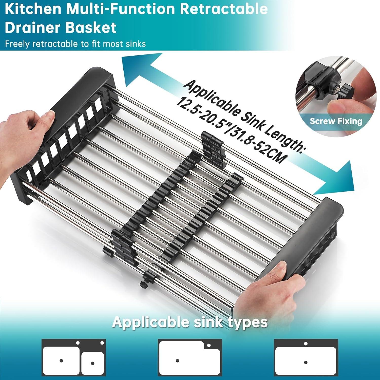 Escurridor de Platos TUTEW Acero Inoxidable Ajustable Negro Grande