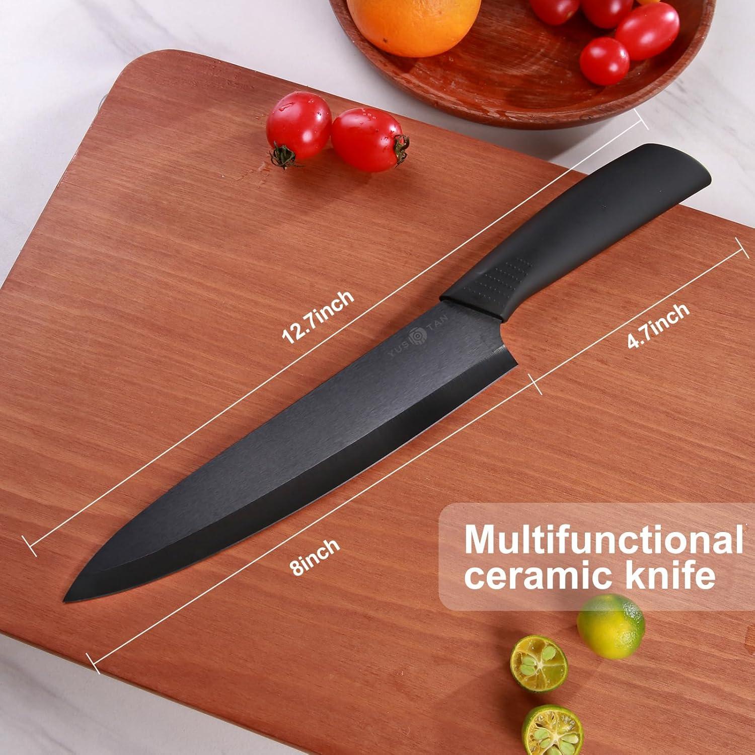 Cuchillo de Chef Cerámico YUSOTAN 20.32 cm Negro Afilado