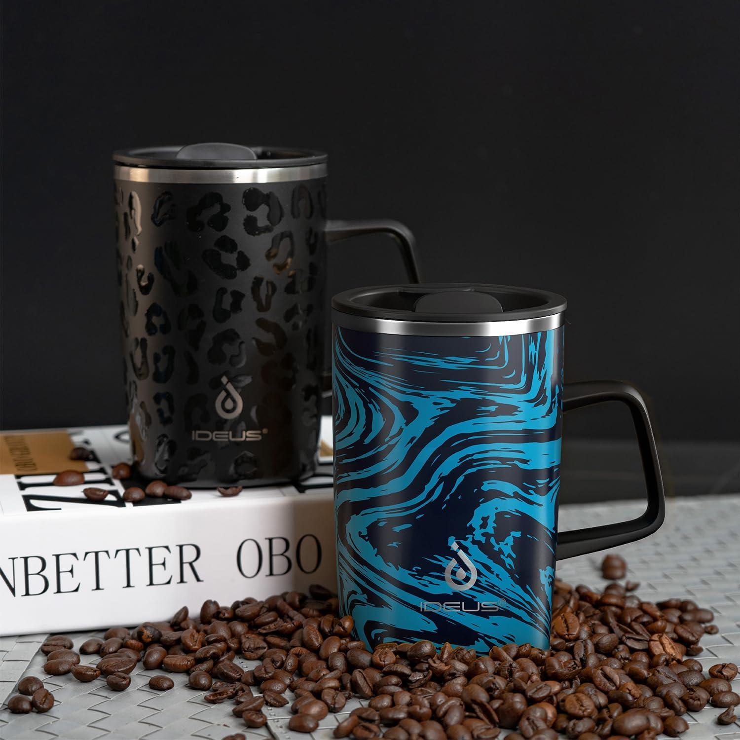 Taza de Café Aislada Ideus 470ml Acero Inoxidable Cebra Azul