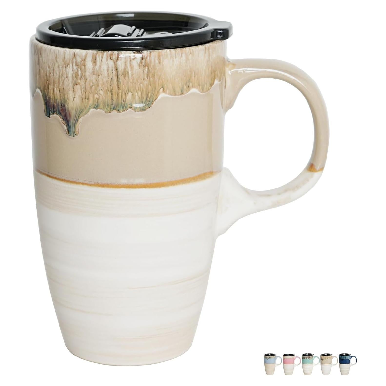 Taza de Cerámica para Viaje Bosmarlin 532 ml Gris Marrón
