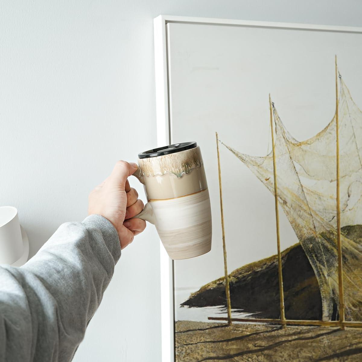 Taza de Cerámica para Viaje Bosmarlin 532 ml Gris Marrón