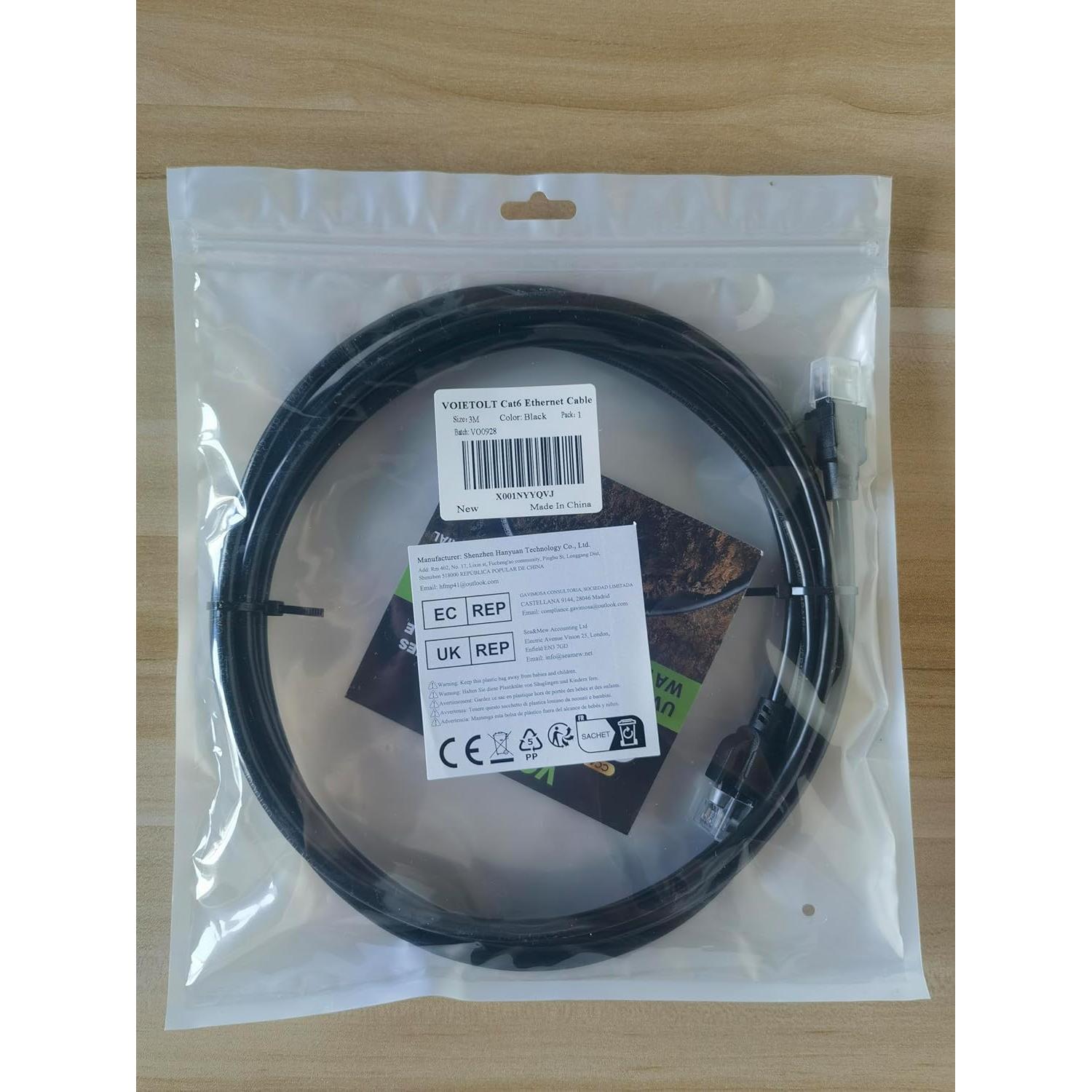 Cable Ethernet Cat 6 VOIETOLT 2.74 m Impermeable 10Gbps
