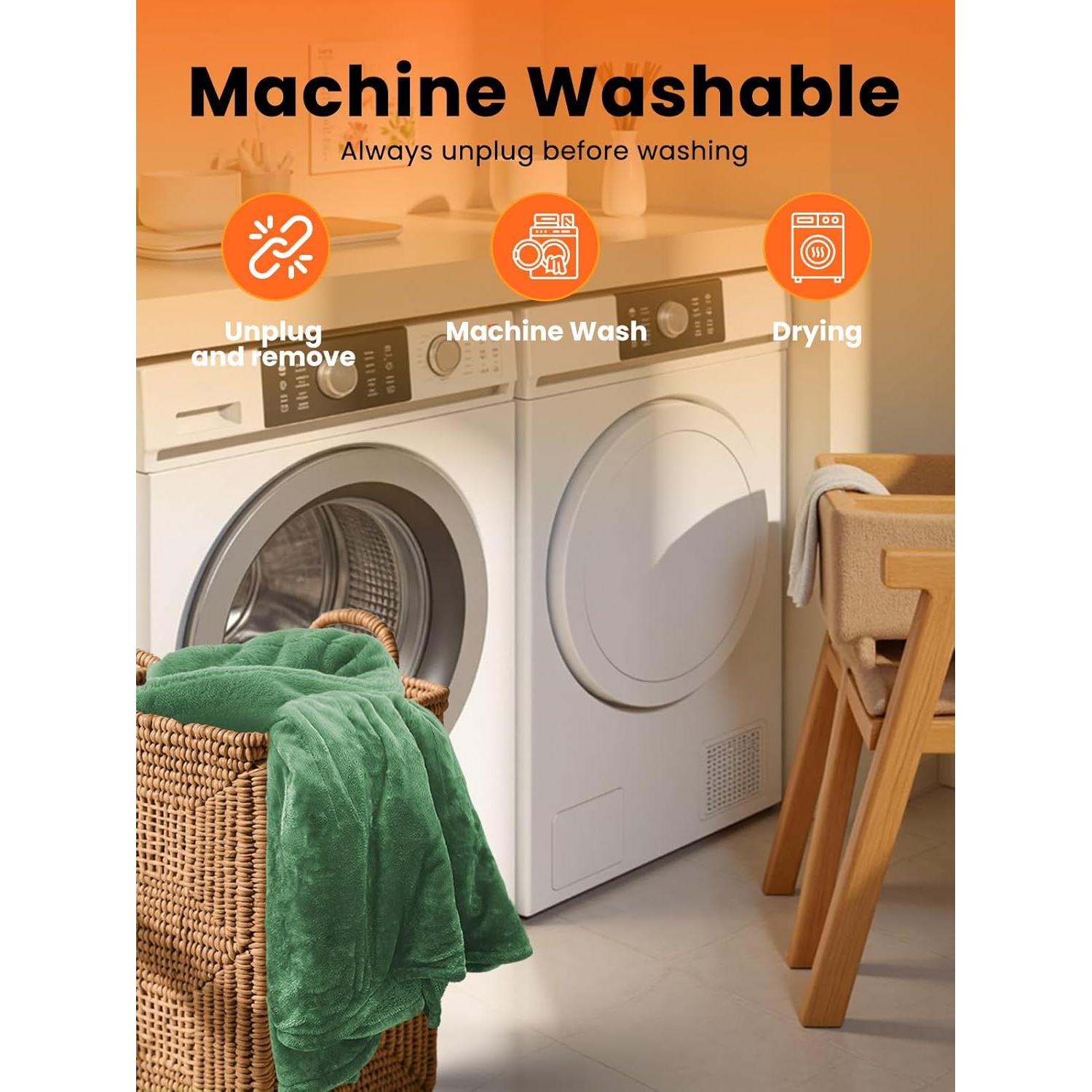 Manta Eléctrica Calentada LEERUN Completa Verde 8 Niveles