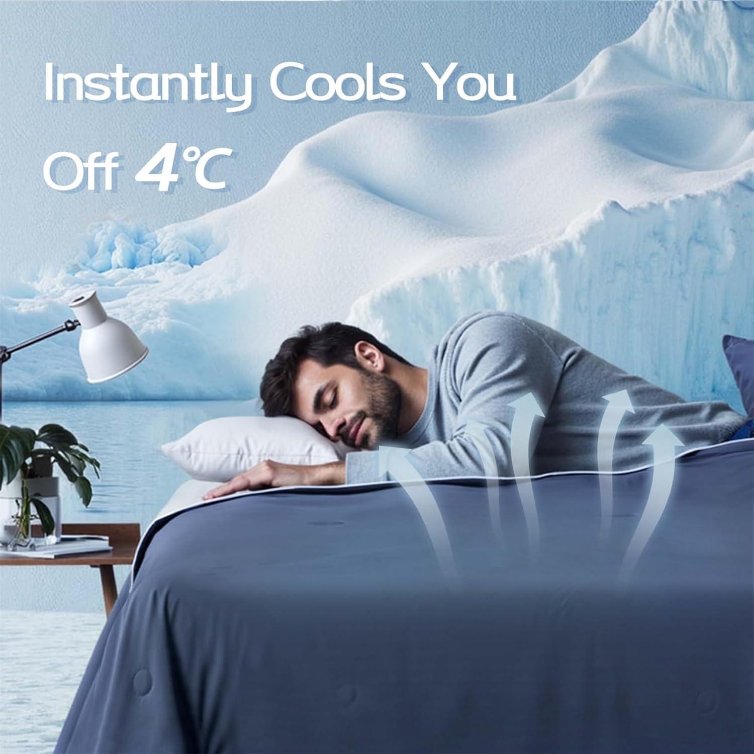 Edredón de Enfriamiento DOWNFORT Twin XL Azul 173x229cm Transpirable