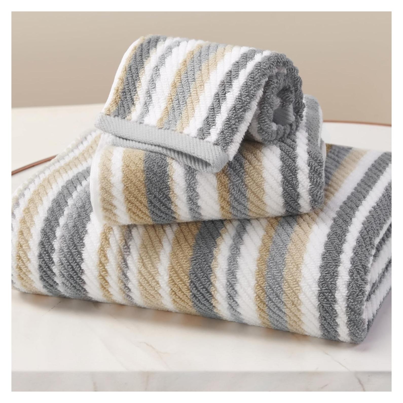 Juego de Toallas de Algodón VOOVA & MOVAS 3 Piezas Rayadas