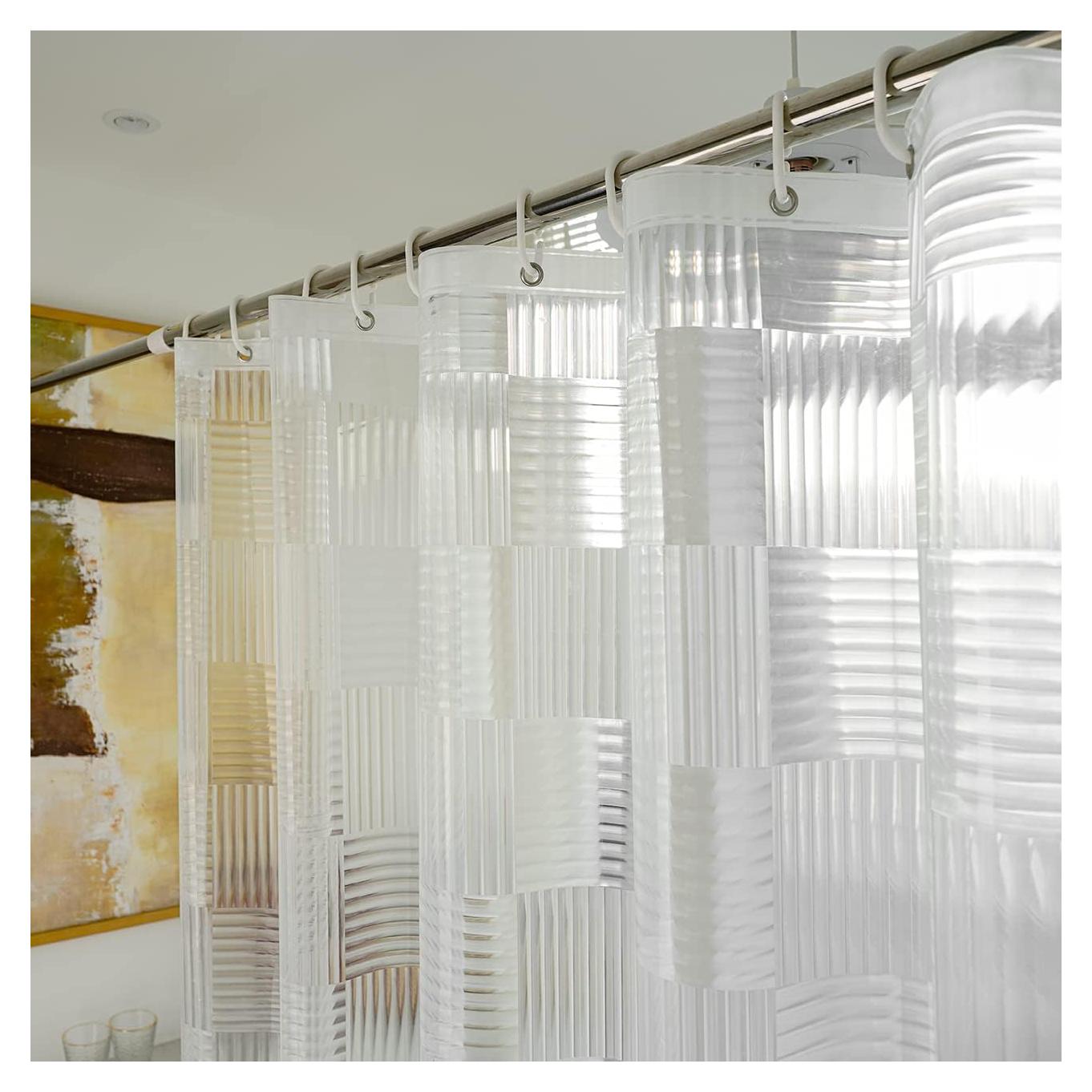 Cortina de Ducha Transparente EurCross 152x183 cm Geométrica