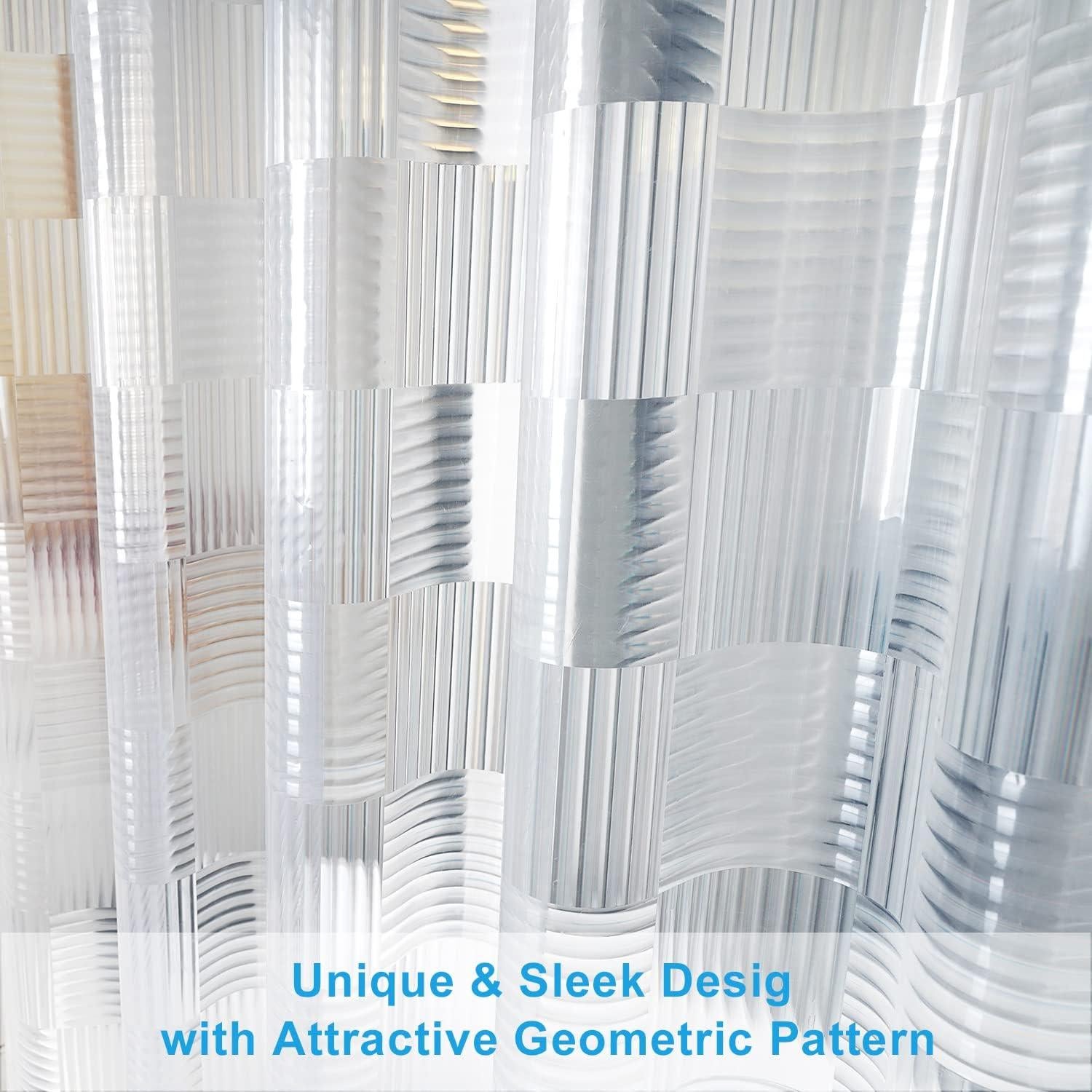 Cortina de Ducha Transparente EurCross 152x183 cm Geométrica