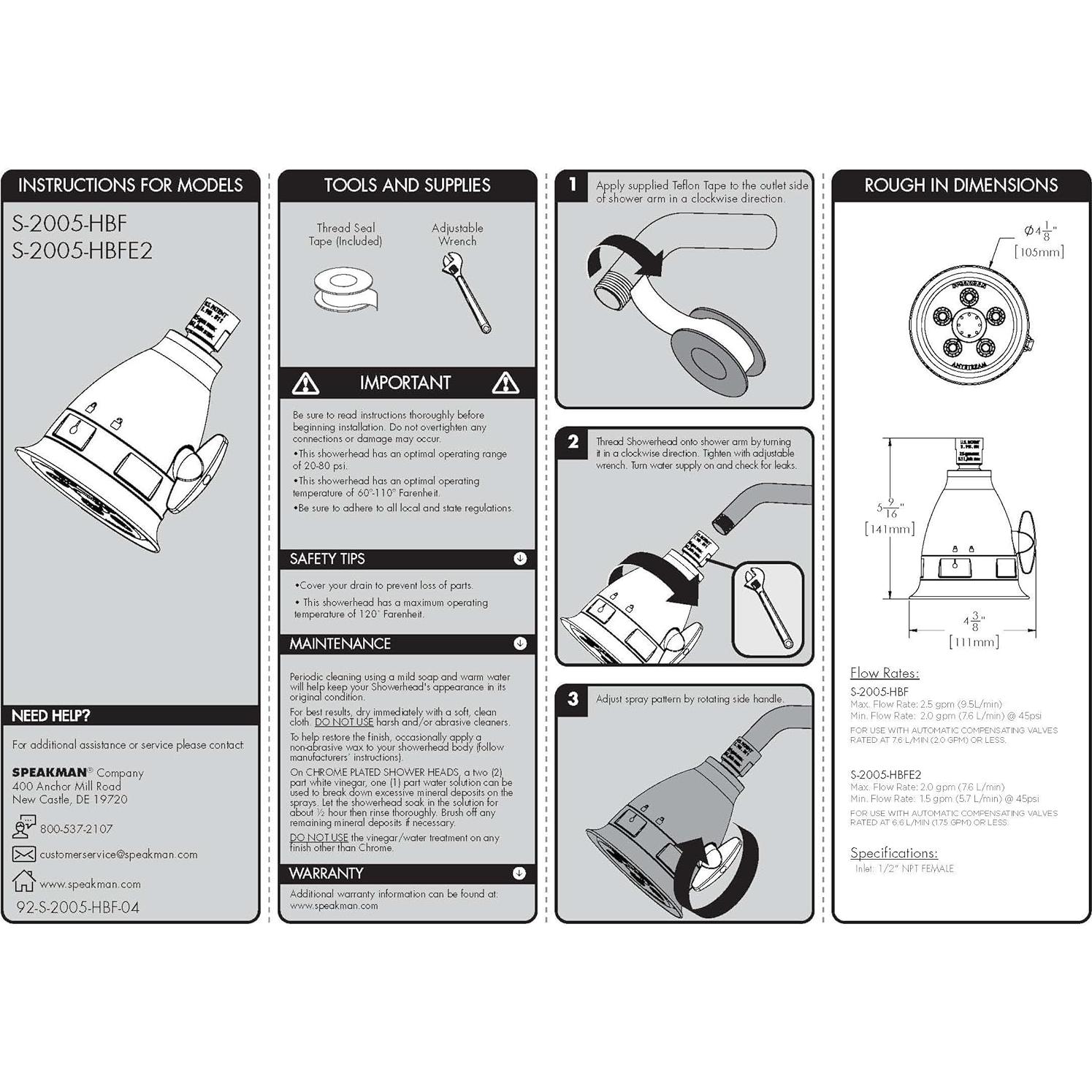 Cabezal de Ducha Filtrado Speakman S-2005-HBFBNE2 Níquel Cepillado 2.0 GPM