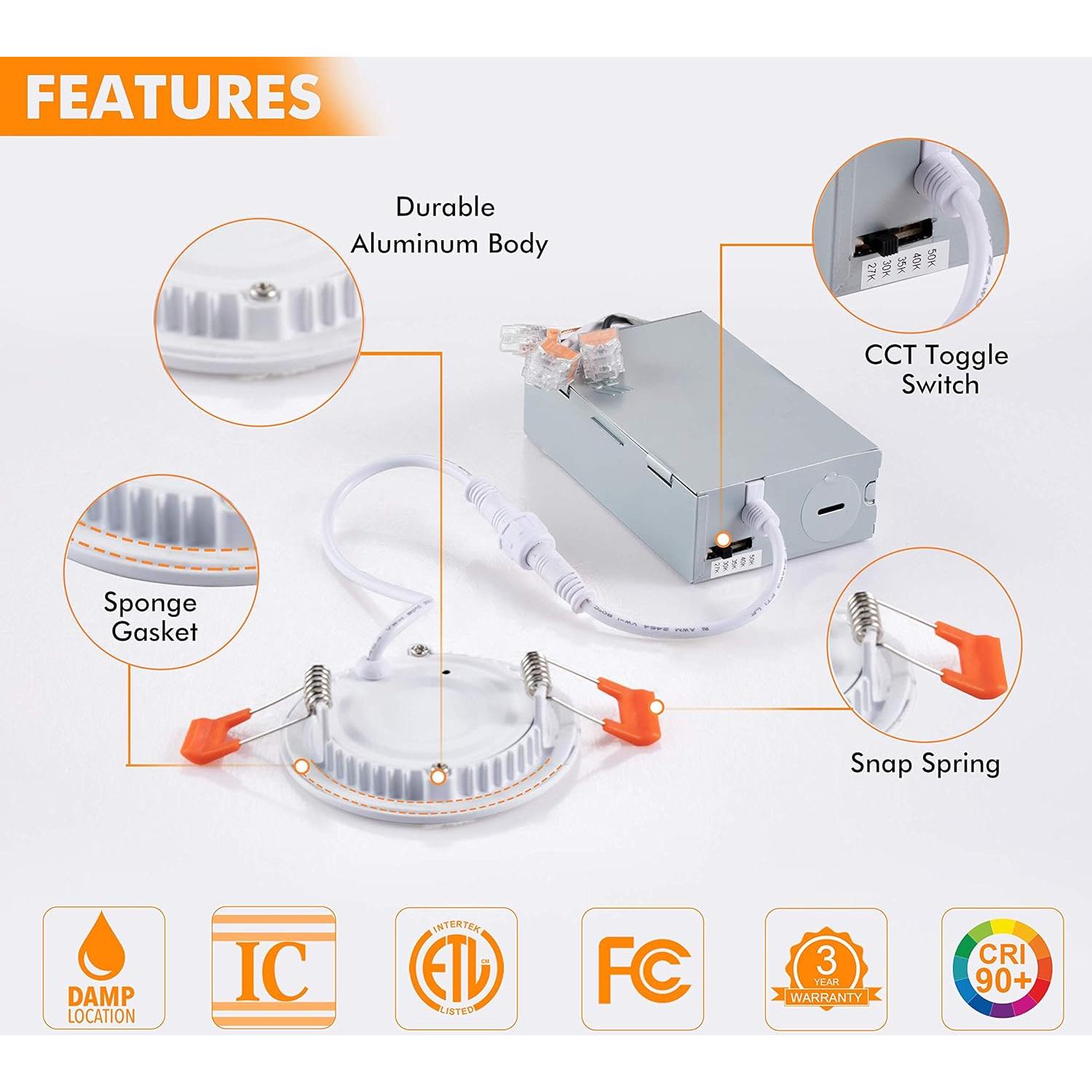 Downlight LED Empotrado Cloudy Bay 8W 6 Unidades 3"