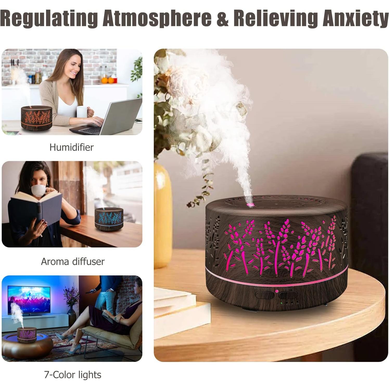 Difusor de Aceites Esenciales Dongzhen 600ml Control Remoto