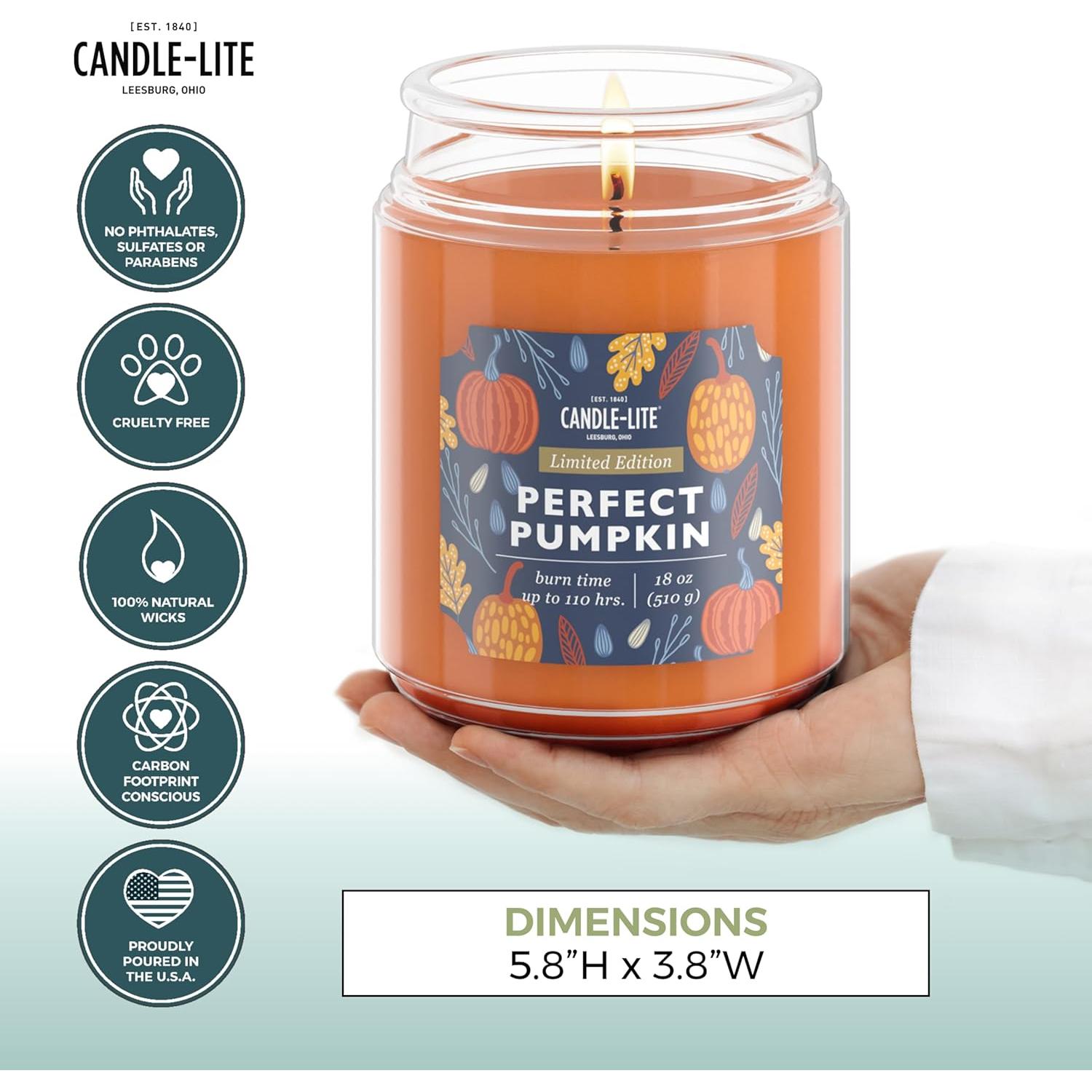 Vela Aromática Candle-Lite 18 oz Calabaza Perfecta - 110 Horas